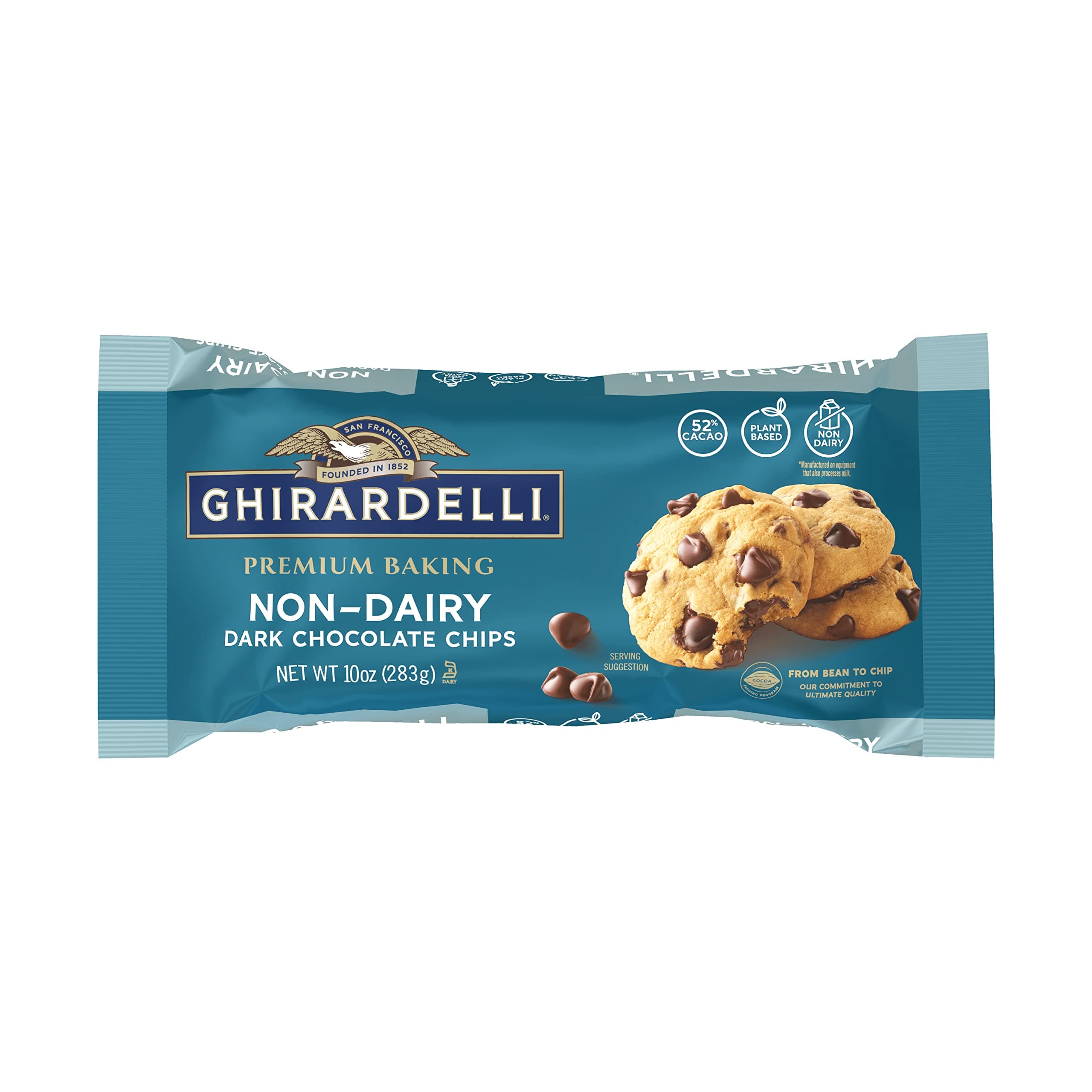 GHIRARDELLI Non-Dairy Dark Chocolate Chips for Baking, Premium Baking Chips, 10 OZ Bag (6 bags)