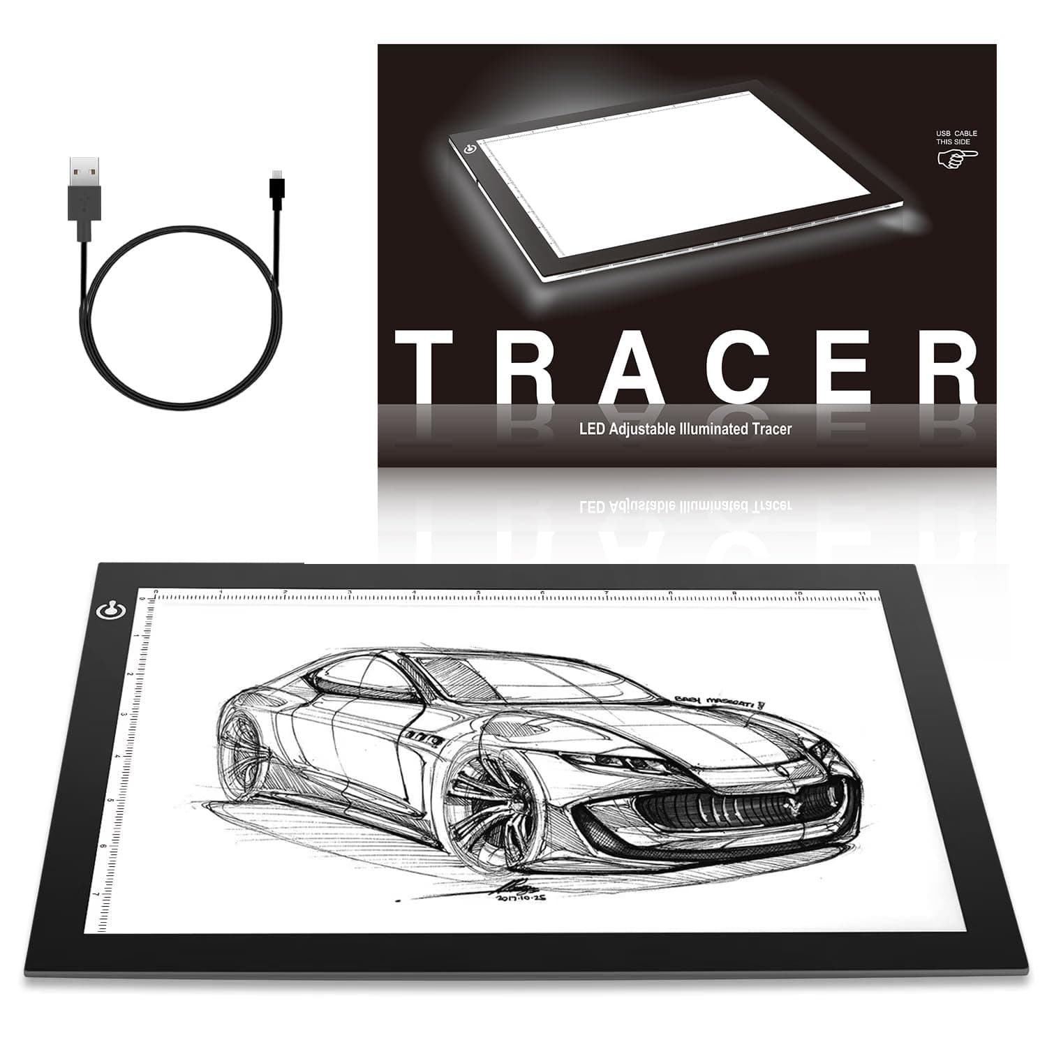 A4 LED Light Box 9x12 Inch Light Pad Only 5mm Ultra-Thin USB Power Light Table for Tracing, Tattoo Transferring, Drawing, Streaming, Sketching, Animation, Stenciling, Diamond Art Painting