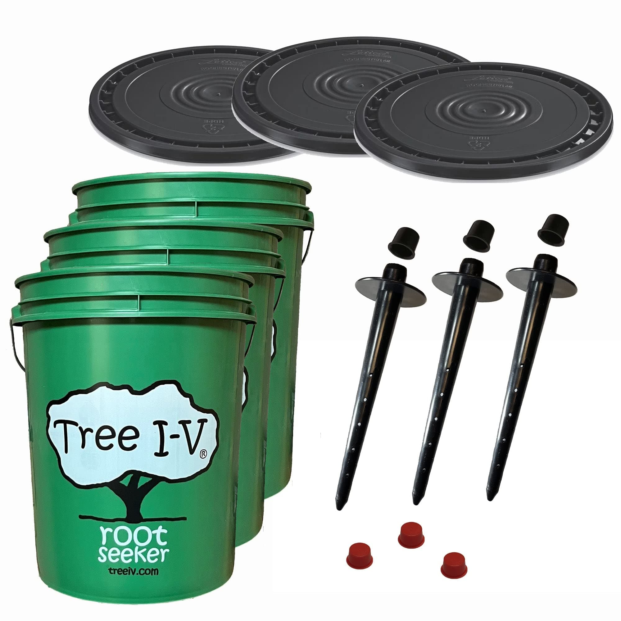 Tree I-V 3-pk Fill & Haul Root Feeder Watering System - Includes Plug & Lid - All Features of Base System with Additional Benefit of Reaching Remote Trees