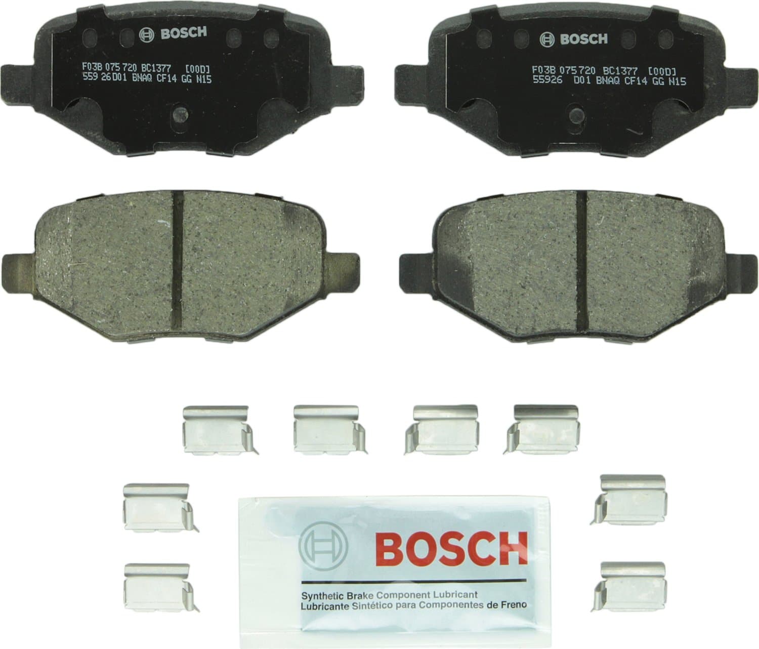 BOSCH BC1377 QuietCast Premium Ceramic Disc Brake Pad Set - Compatible With Select Ford Edge, Explorer, Flex, Taurus, Police Interceptor Utility; Lincoln MKS, MKT, MKX; REAR