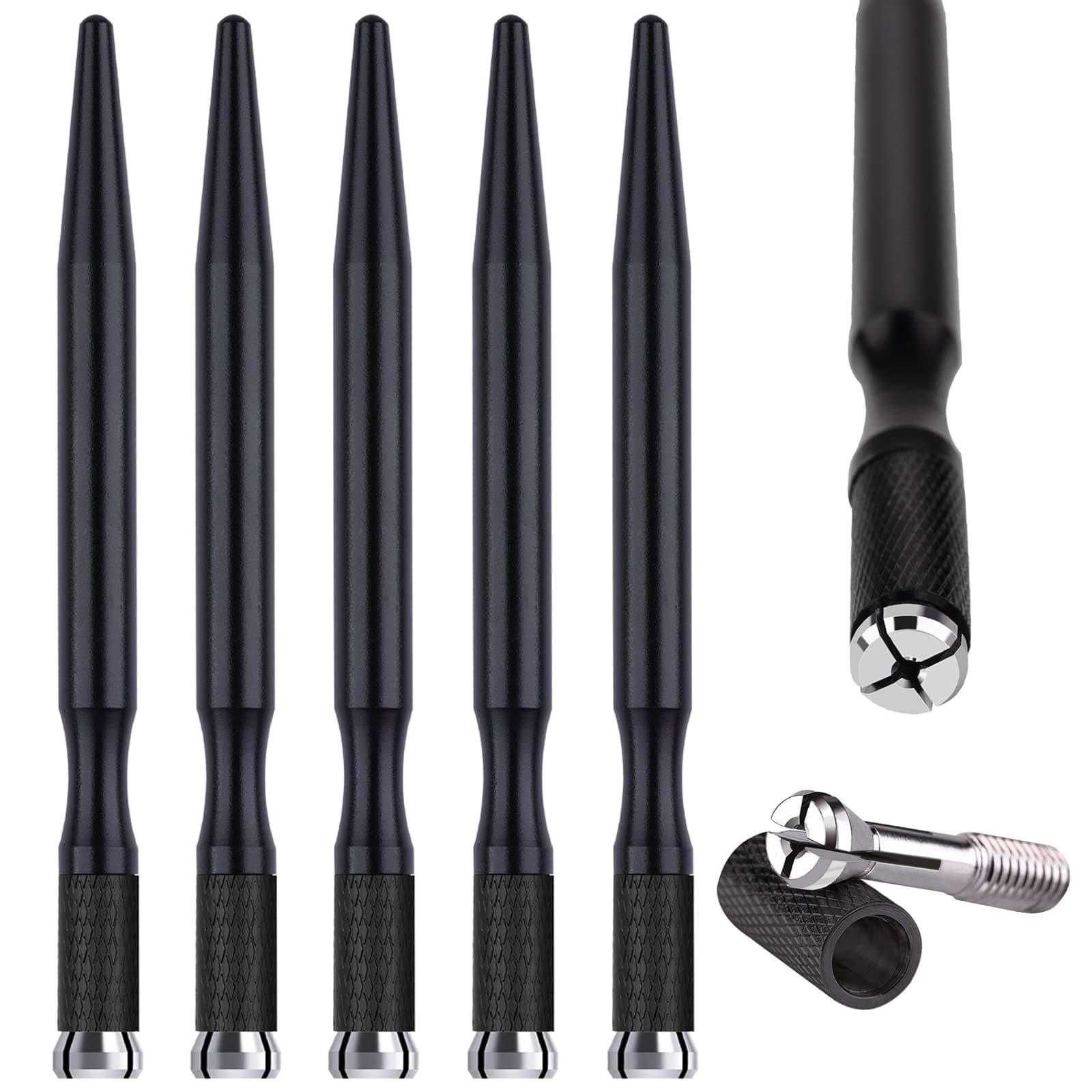 Microblading Pens 5 Piece Light Manual Tattoo Eyebrow Pens for Permanent Makeup Supplies Durable Aluminum Pen with Lock-Pin Tech Tattoo Microblading Pens (Black)
