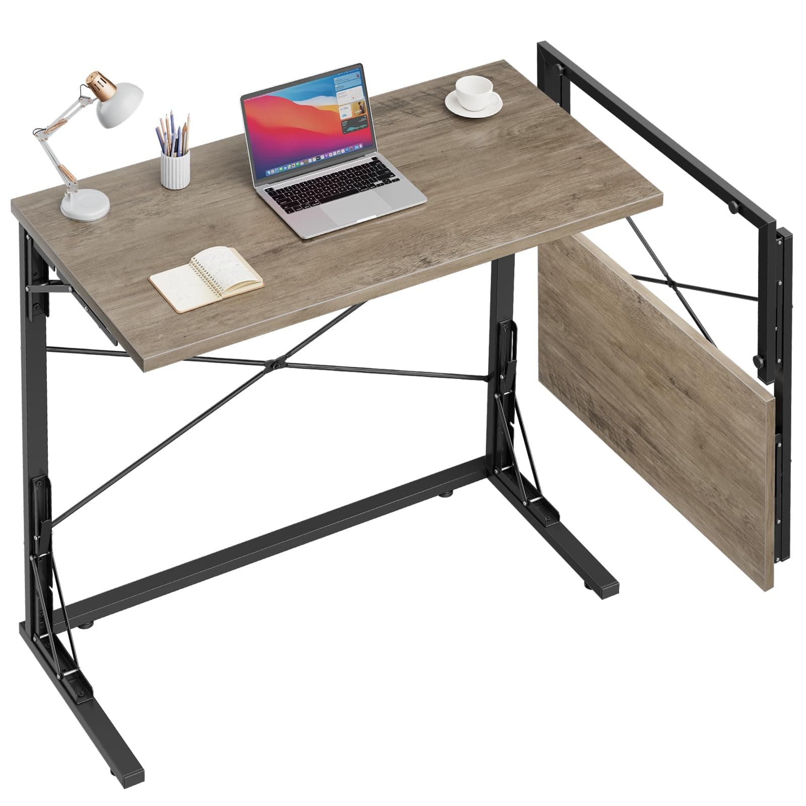 Vantic31.5" Folding Desk, Foldable TV Tray Table for Eating on Couch, Extra Large TV Dinner Trays, Portable Fold Computer Writing Desk Table for Home Office, Greige