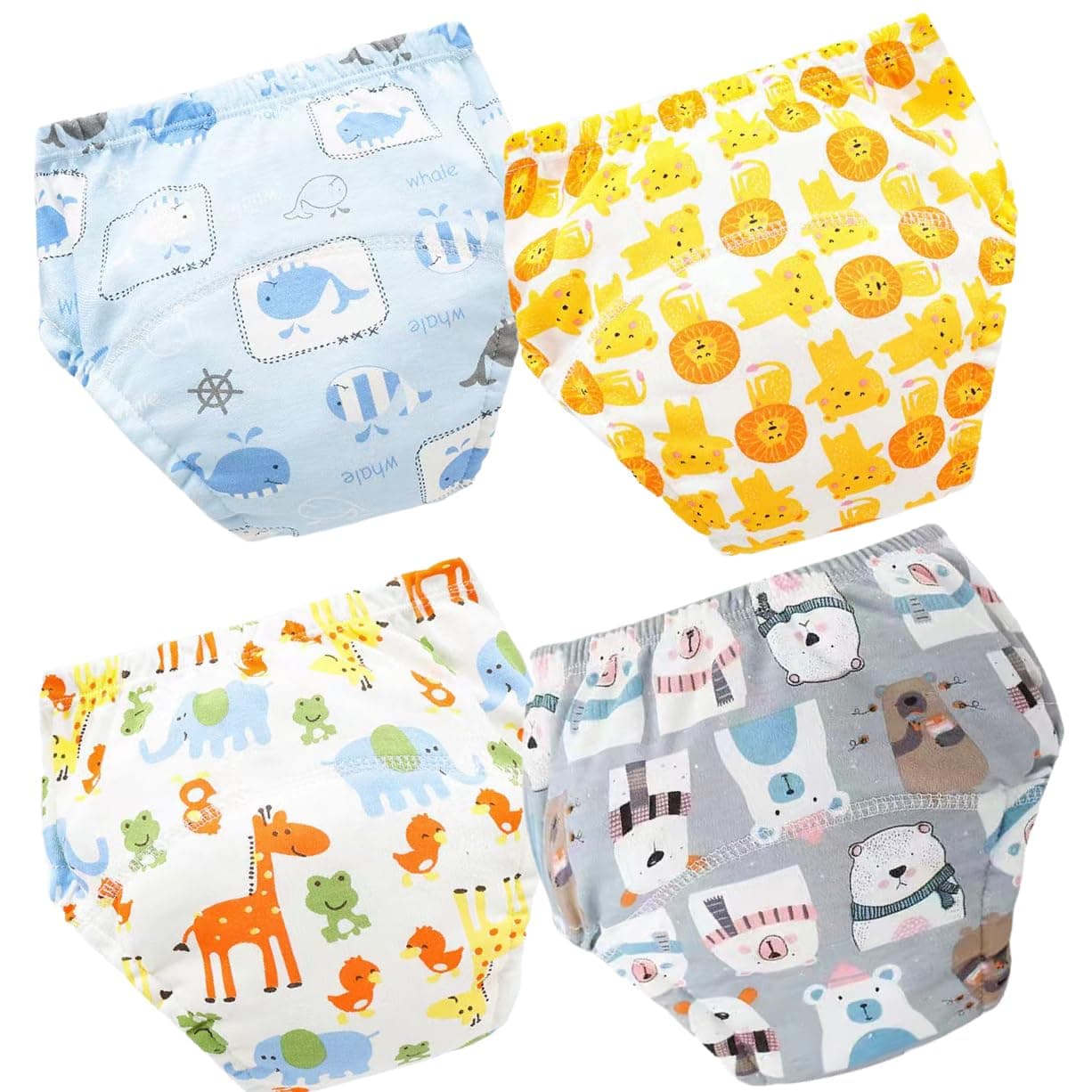 4Pack Toddler Potty Training Pants,Cotton Soft and Absorbent Training Underwear Size 2T,3T,4T, Unisex Underpants Toddler,Waterproof Underwear for Kids