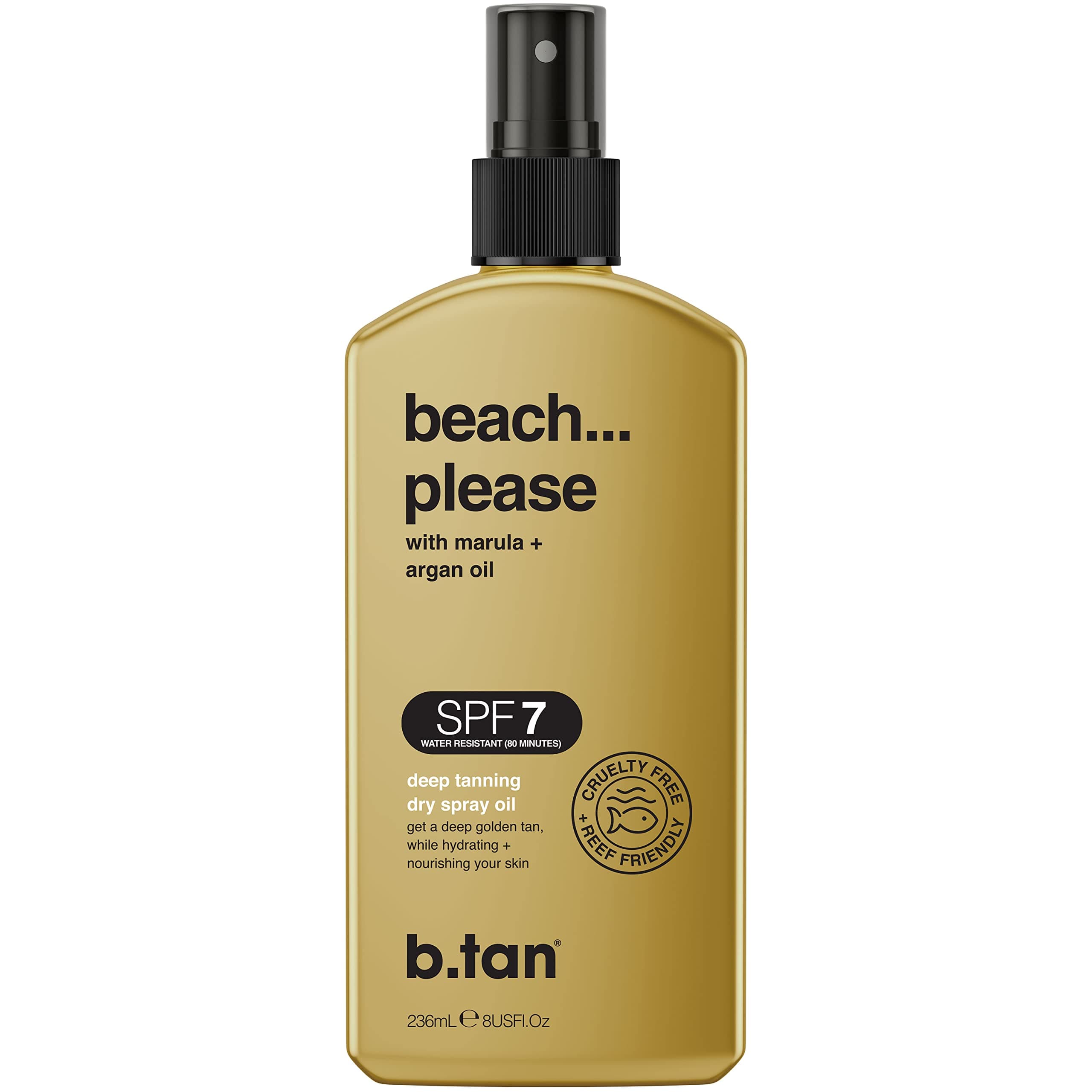 b.tan SPF 7 Deep Tanning Oil | Beach... Please - Suntan Dry Spray - Deep Bronzing & Browning Body Lotion, Nourishes Skin from Marula & Argan Oil, Austrailian Brand, 236ml