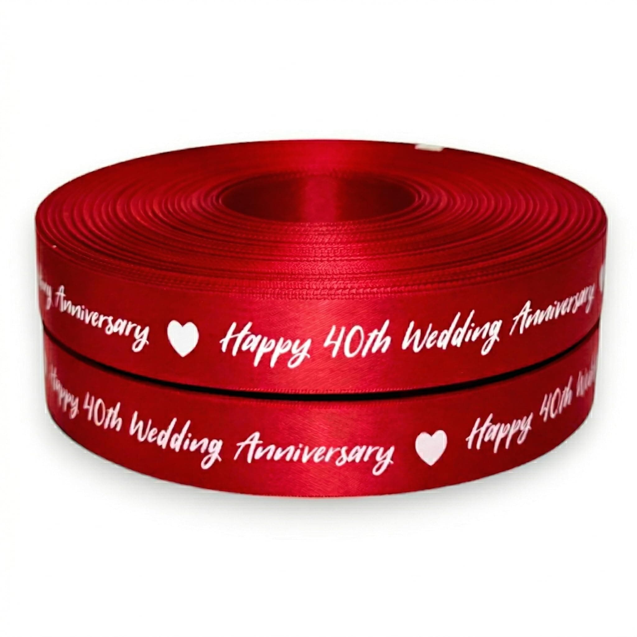 Happy Ruby Red 40th Wedding Anniversary 2m x 25mm Ribbon For Cake Decoration Ribbon & Decorating Ideas for Present Gift Wrap Car Bows Toppers or Wrapping for Bags Box Balloon String Cards Ribbon