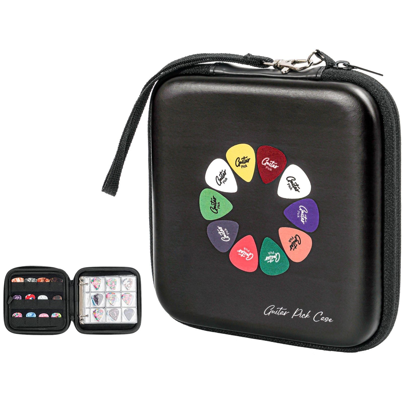 ProCase Guitar Pick Case, Pick Holder Stores 84 pcs Guitar Picks Collection Pick Storage Album Book Pick Display Water-Resistant, Durable EVA Material Bag for Guitar Player -Black