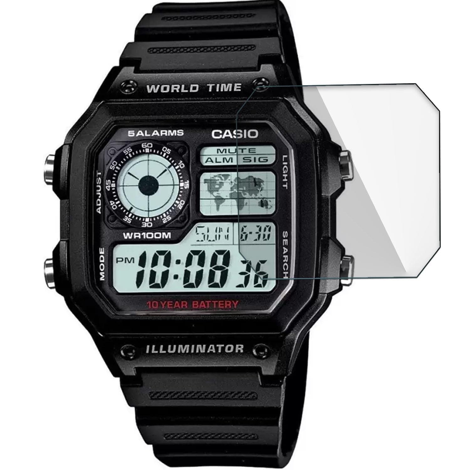 Screen Guard for Casio Watch-AE-1200WH-1AVDF (D097) (3 Pcs.) | 0.33mm Anti Shock Screen Protector | (CASIO-AE-1200WH-1AVDF-D097)