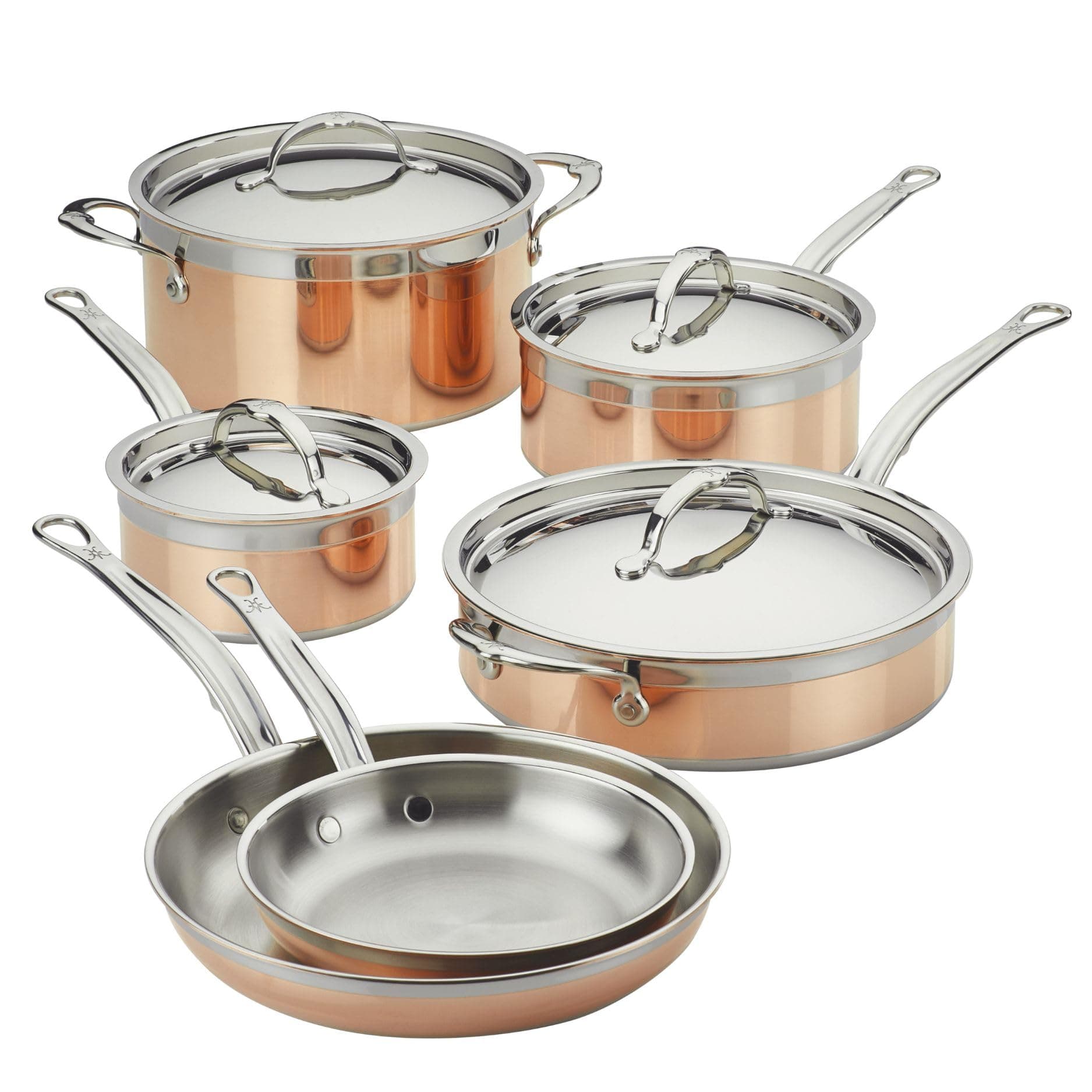 - Hestan - CopperBond Collection - 100% Pure Copper 10-Piece Ultimate Cookware Set, Induction Cooktop Compatible