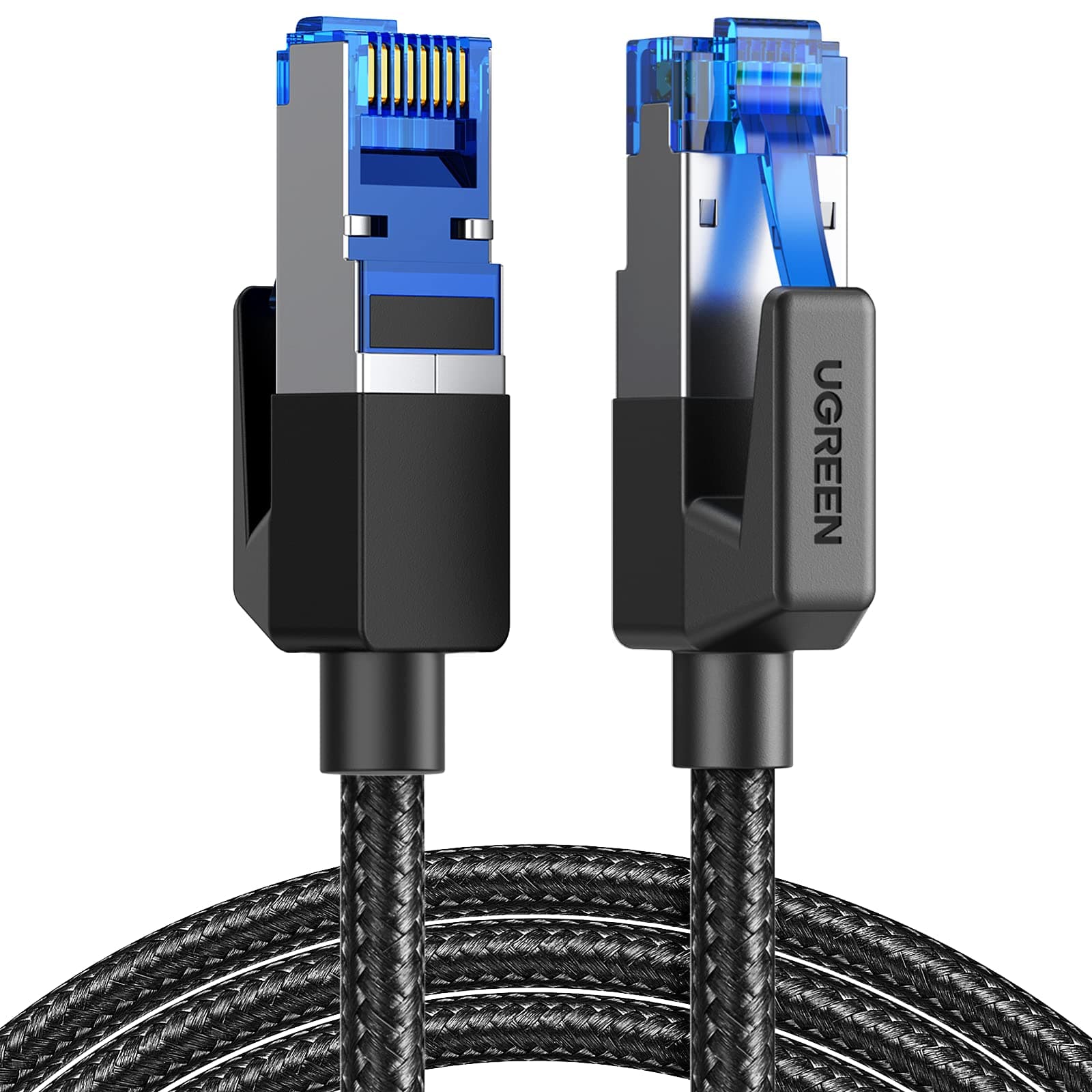 UGREEN Cat 8 Ethernet Cable 10FT, High Speed Braided 40Gbps 2000Mhz Network Cord Cat8 RJ45 Shielded Indoor Heavy Duty LAN Cables Compatible with Gaming PC PS5 PS4 PS3 Xbox Modem Router 10FT