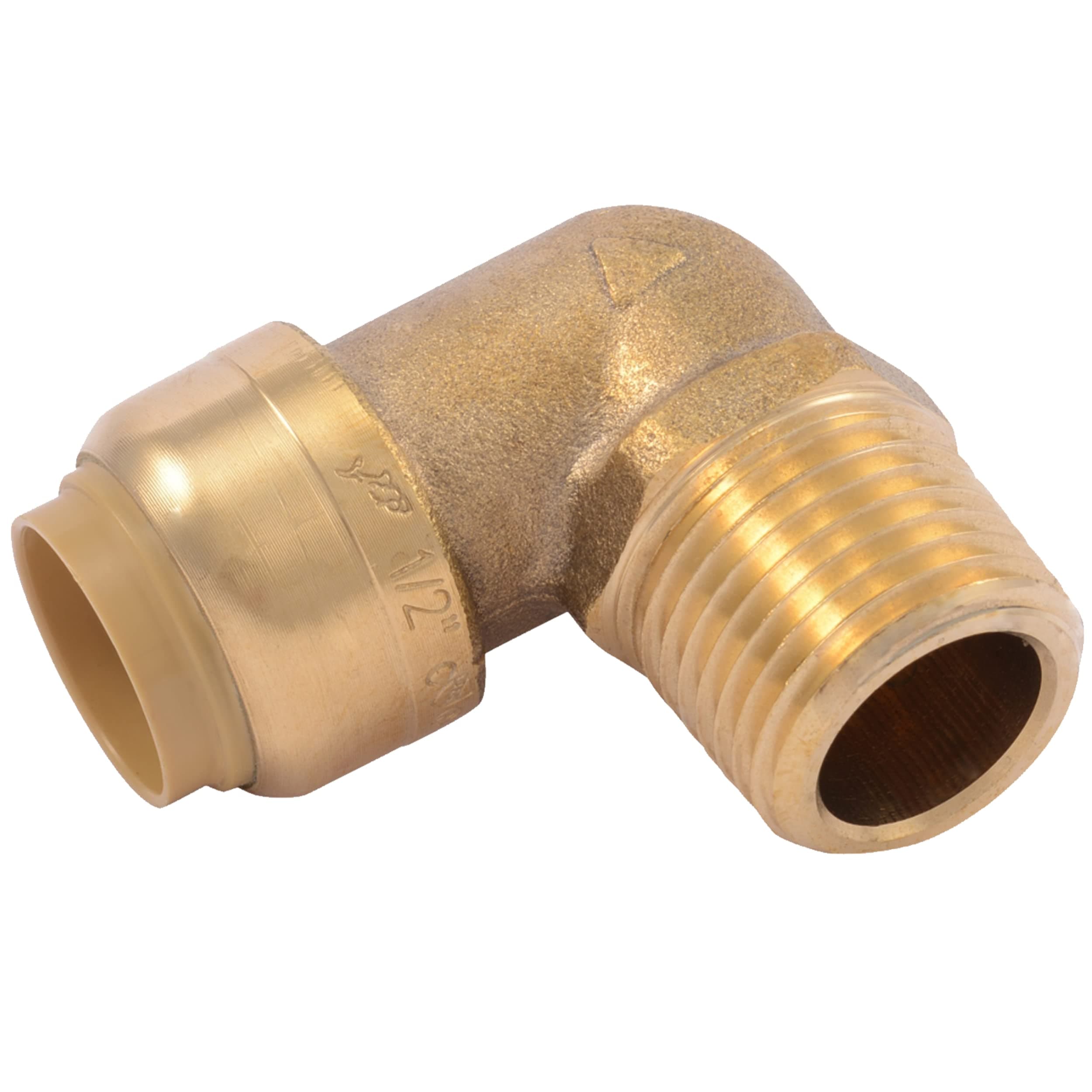SharkBite 1/2 Inch x 1/2 Inch 90 Degree Male Adapter Elbow, Push to Connect Brass Plumbing Fitting, PEX Pipe, Copper, CPVC, PE-RT, HDPE, U280LFA