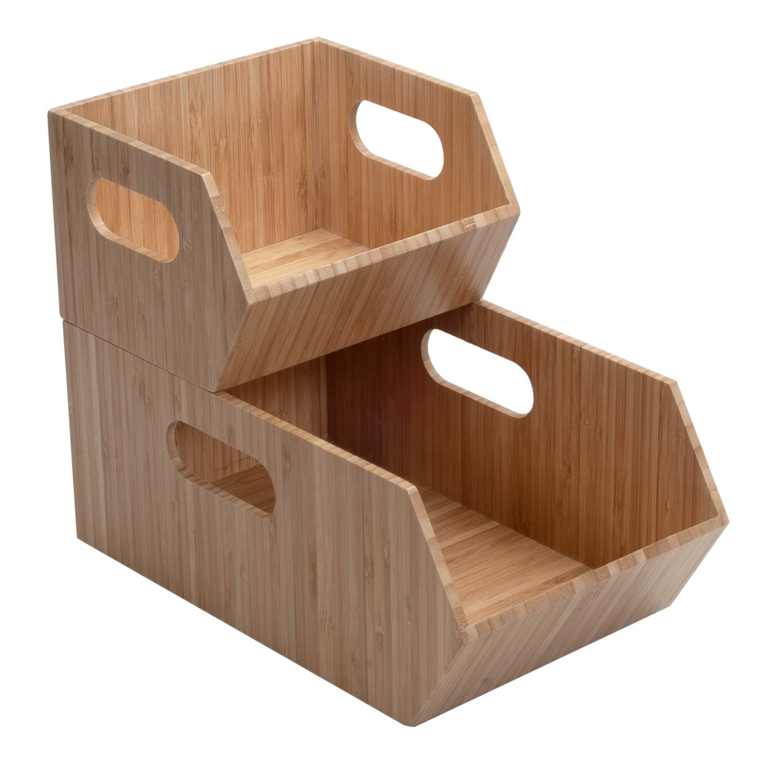 MV Bamboo Storage Bin Stackable Set 2 PC