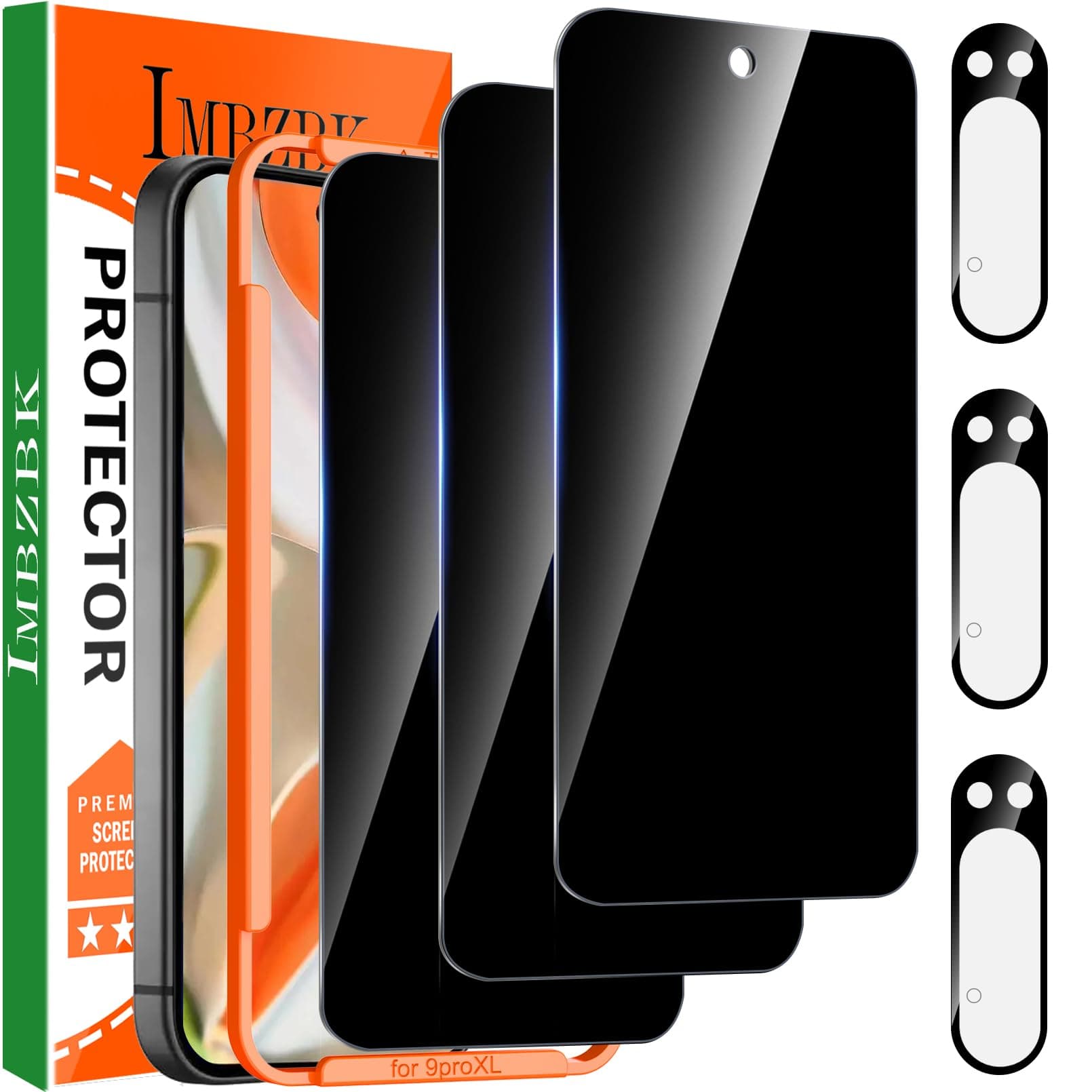 3 Pack Privacy Screen Protector for Google Pixel 9 Pro XL Tempered Glass Accessories 3 Pack Camera Lens Protector, Anti Spy Case Friendly Protector de Pantalla for Pixel 9 Pro XL