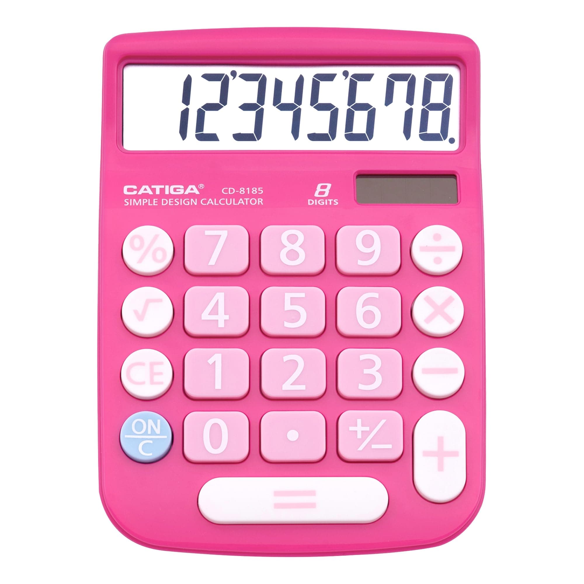 Desktop Calculator 8 Digit with Solar Power and Easy to Read LCD Display, Big Buttons, for Home, Office, School, Class and Business, 4 Function Small Basic Calculators for Desk, CD-8185