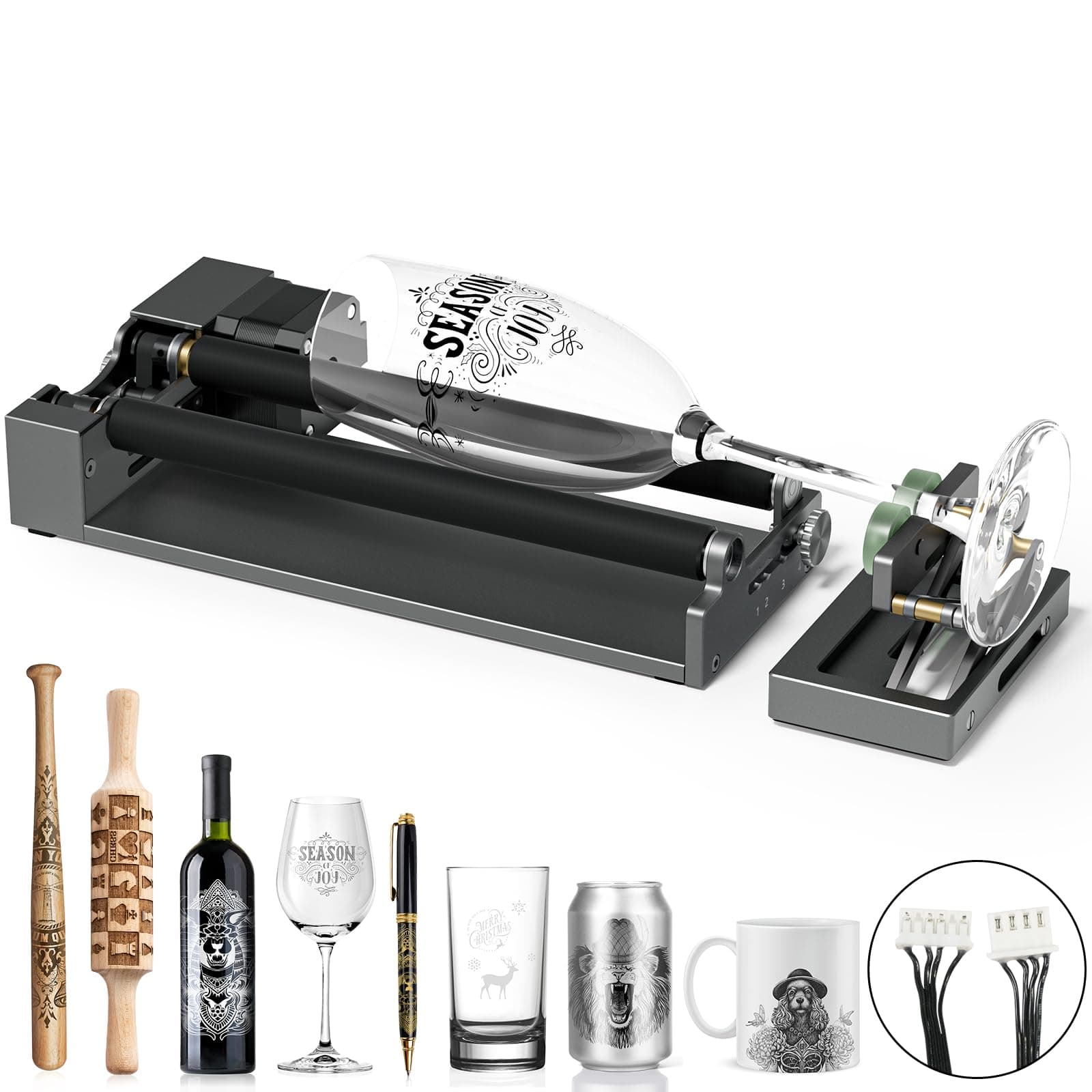 ARot5 Rotary Roller, Y-axis Rotary Roller 360° Rotation Perfect for Engraving Cylindrical Objects, Cups, Bottles, Pens, Adjustable 6-100mm, Compatible with Most Cutter and Engraver Machine