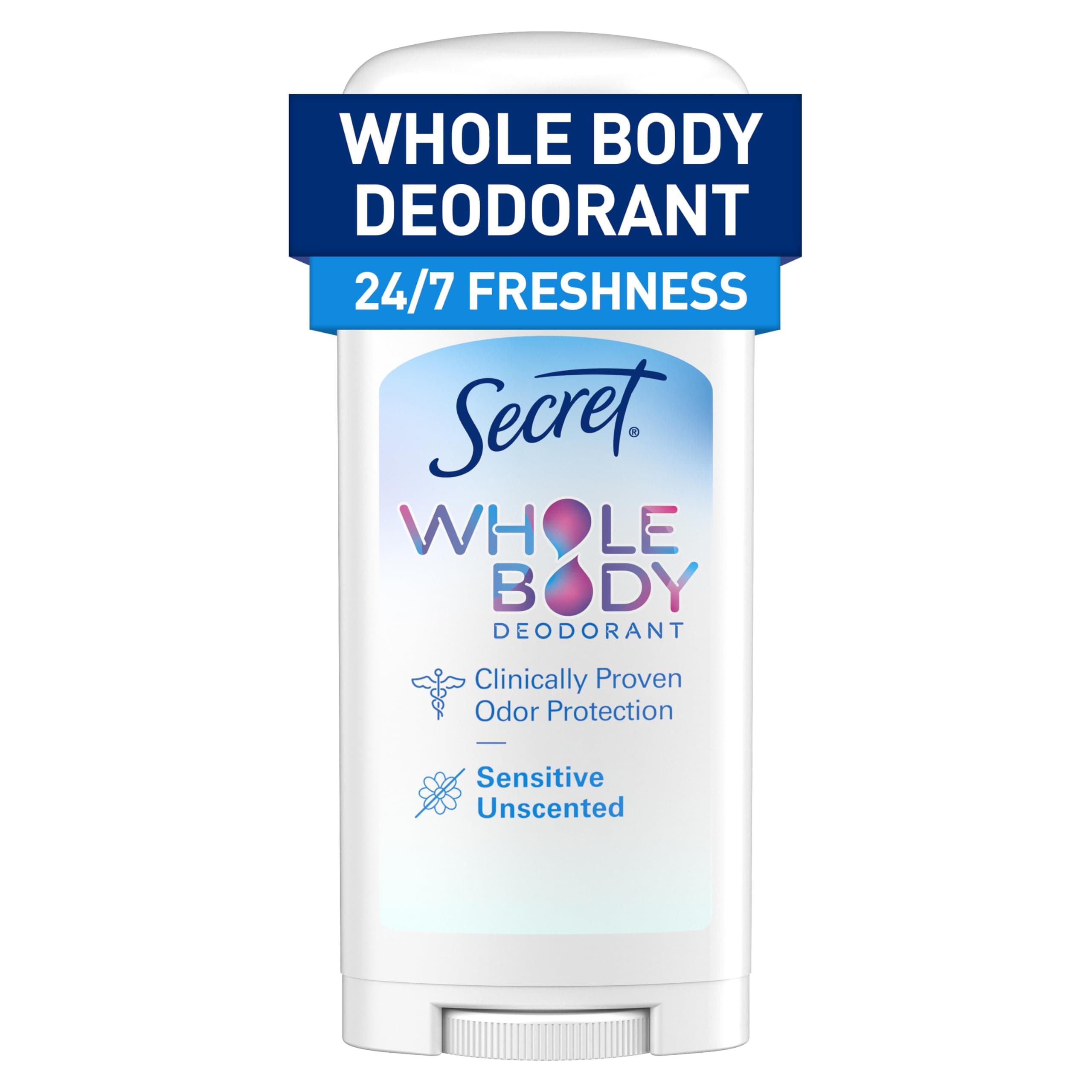 Whole Body Deodorant Stick for Women, Unscented, Aluminum Free Deoderant Stick, 72 HR Odor Protection, 2.4 oz