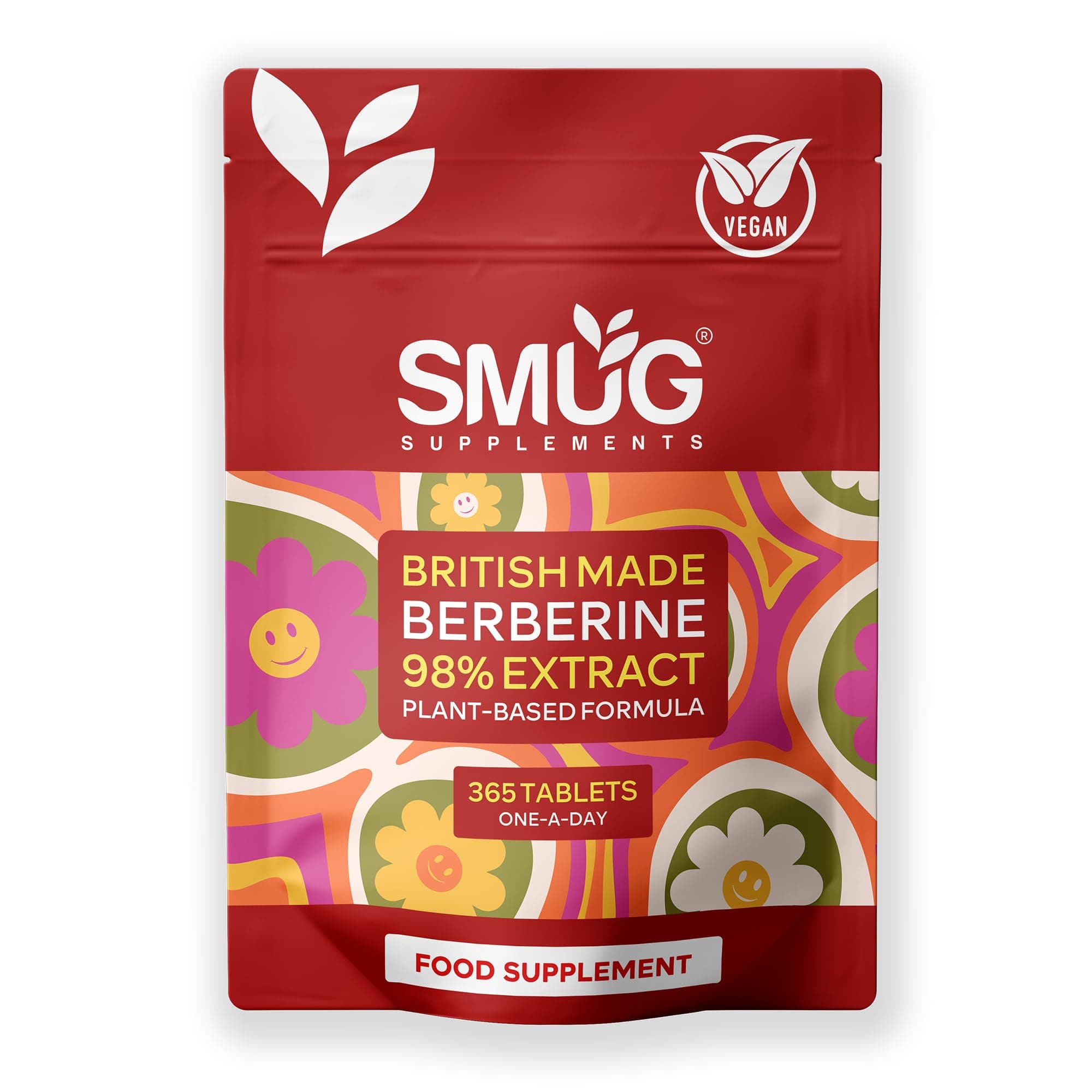 Berberine 98% Extract – 365 Micro Tablets – One A Day – Plant Based – Vegan – Made in Britain – SMUG Supplements