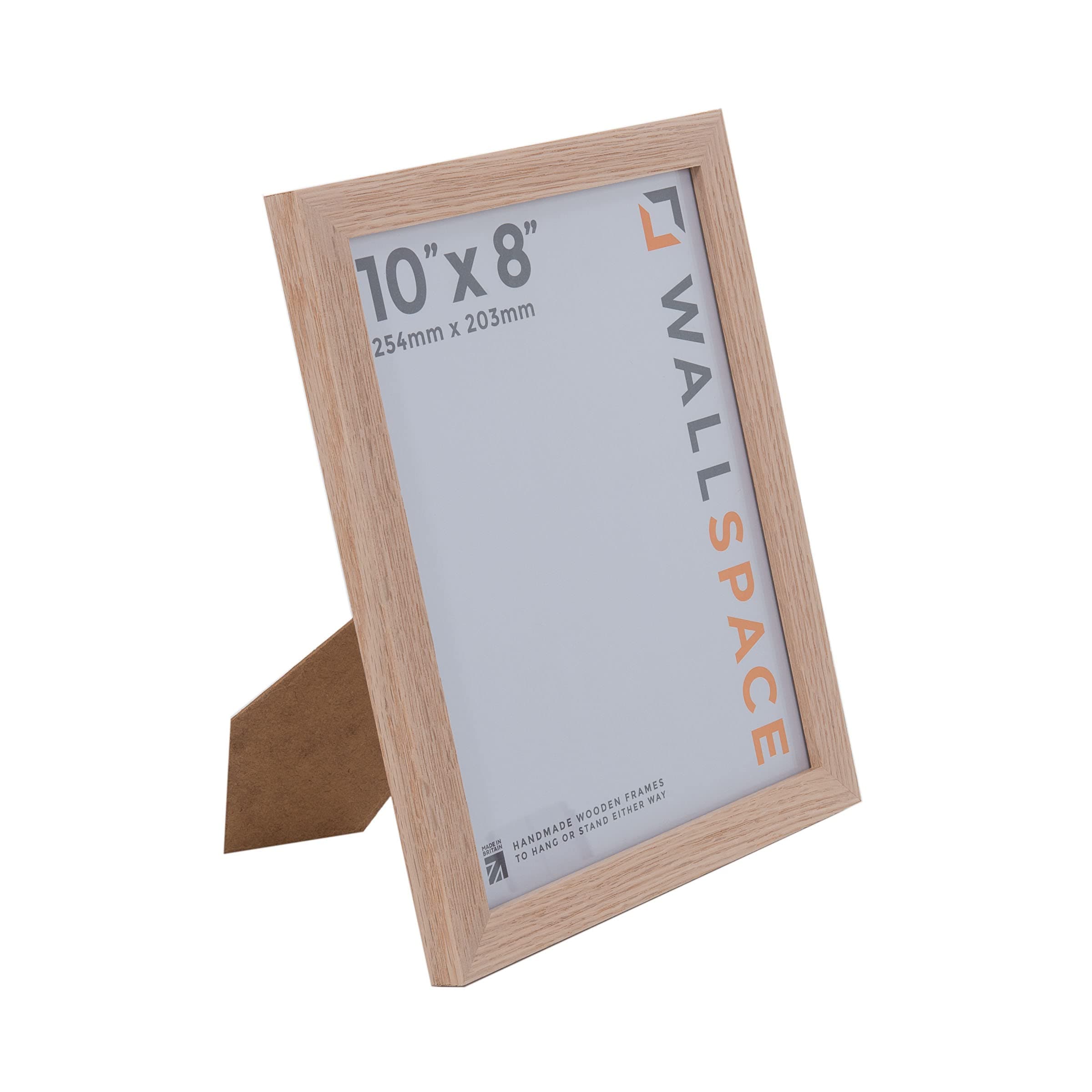 Wall Space 10x8 Oak Frame | Light Oak 10x8 Photo Frame | 10 x 8 inch Oak Photo Frame | SOLID OAK Picture Frames 8x10 | Wooden 8x10 Photo Frame with REAL GLASS | 10x8 Wooden Frame | 8x10 Oak Frame