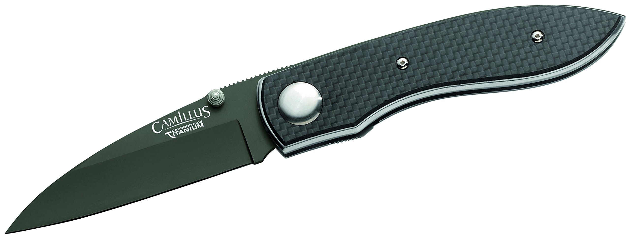 Camillus Carbonitride Titanium Black Folding Knife with Carbon Handle, 8.25- Inch