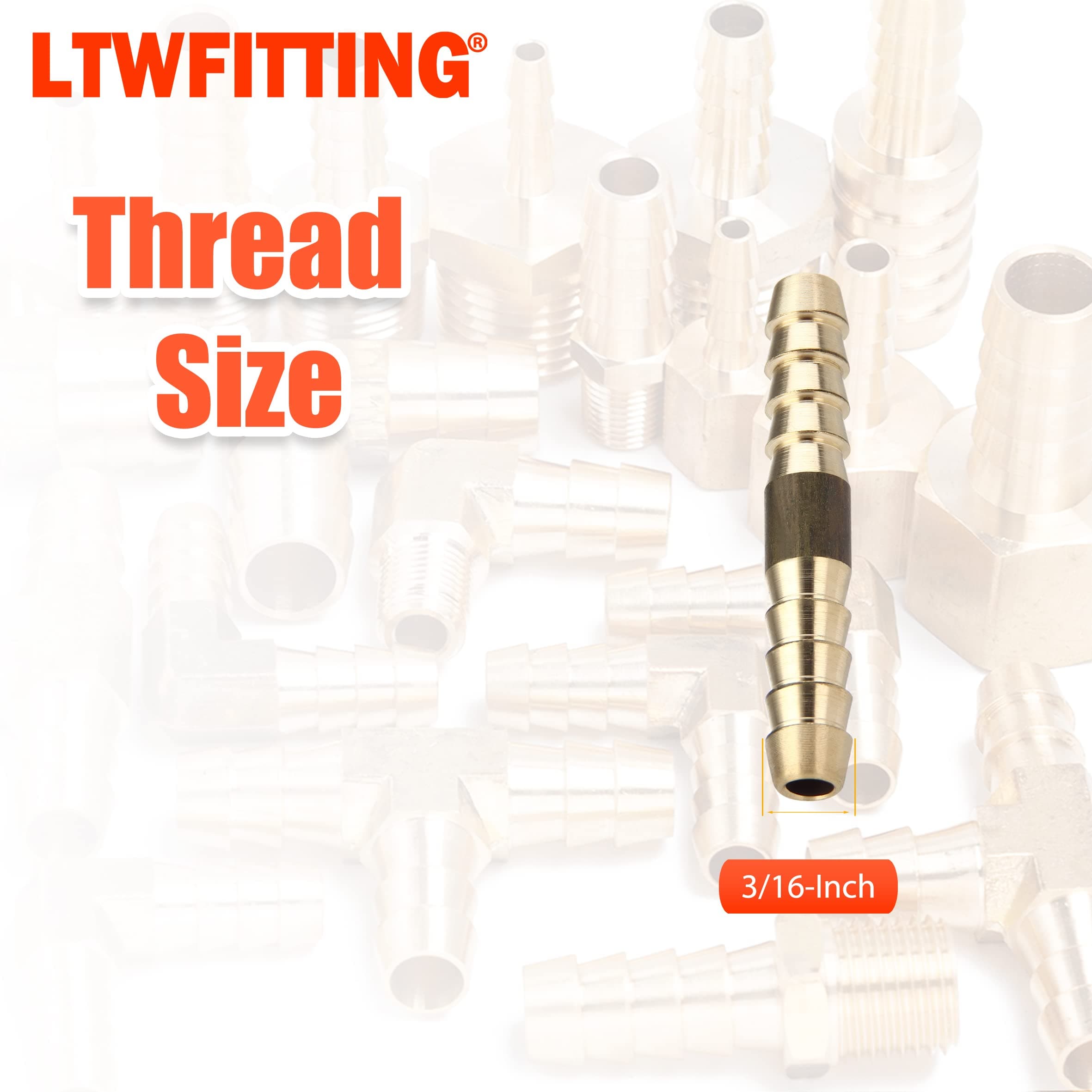 LTWFITTING Brass Barb Splicer Mender 5mm Hose ID Fitting Air Water Fuel Boat (Pack of 5)