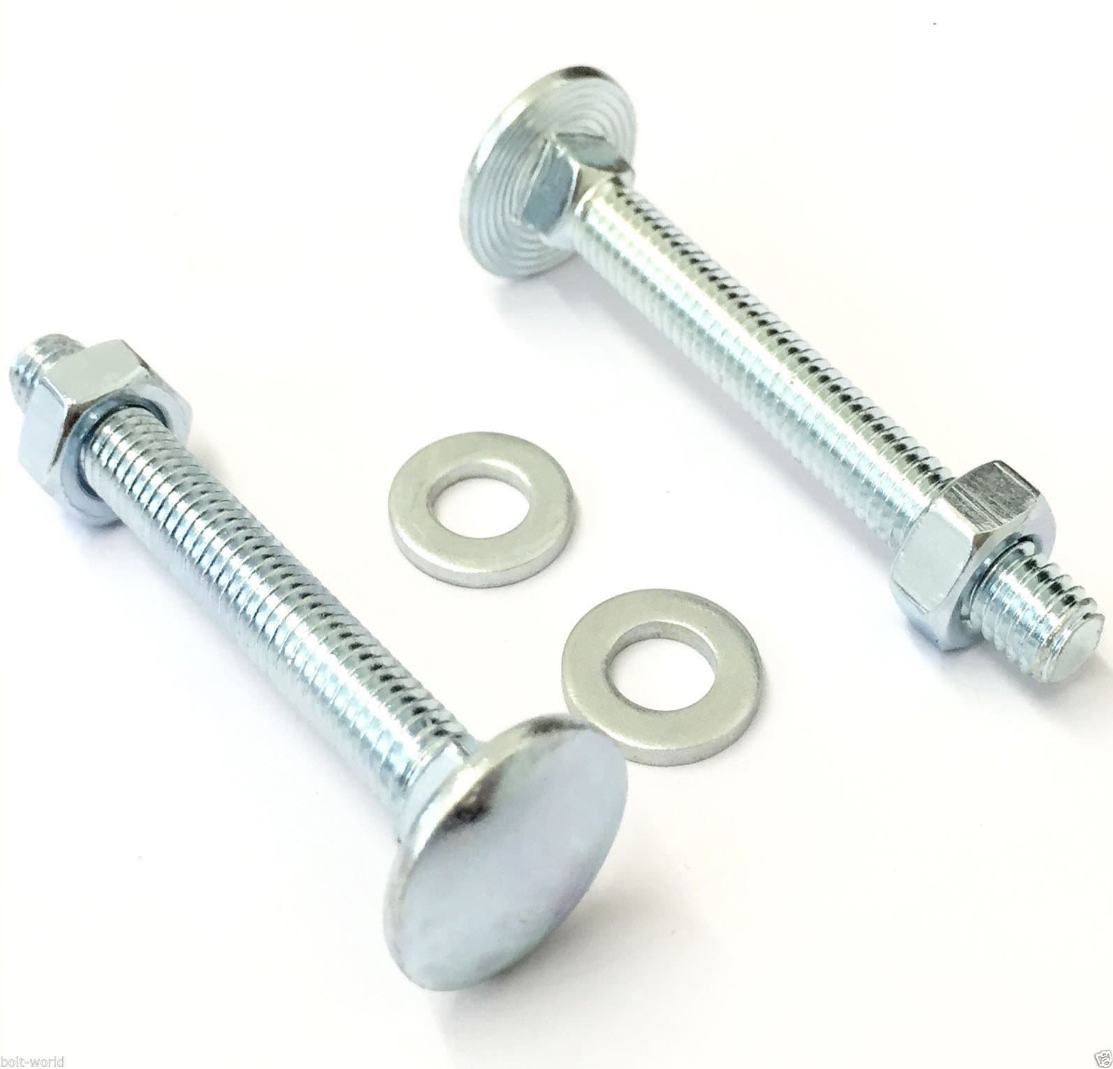 Carriage Bolt Hex Nut and Washers M6 x 100 (25 Pack) Carriage Bolt Zinc Plated 6mm x 100mm Cup Square Hex Bolts