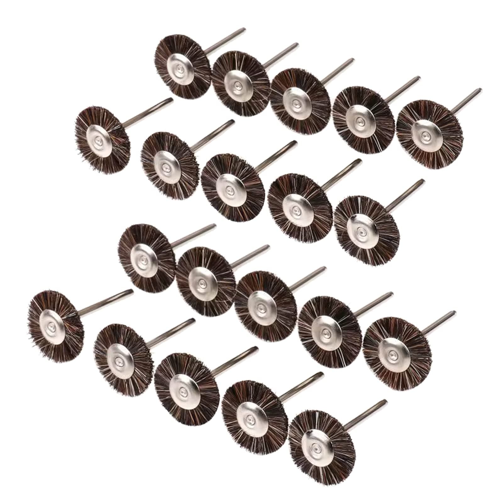 𝐋𝐮𝐨 𝐤𝐞 20 Pcs Horsehair T Shape Brush, 3/32 Inch Shank Brushes Wheel for Rotary Tools (Brown)
