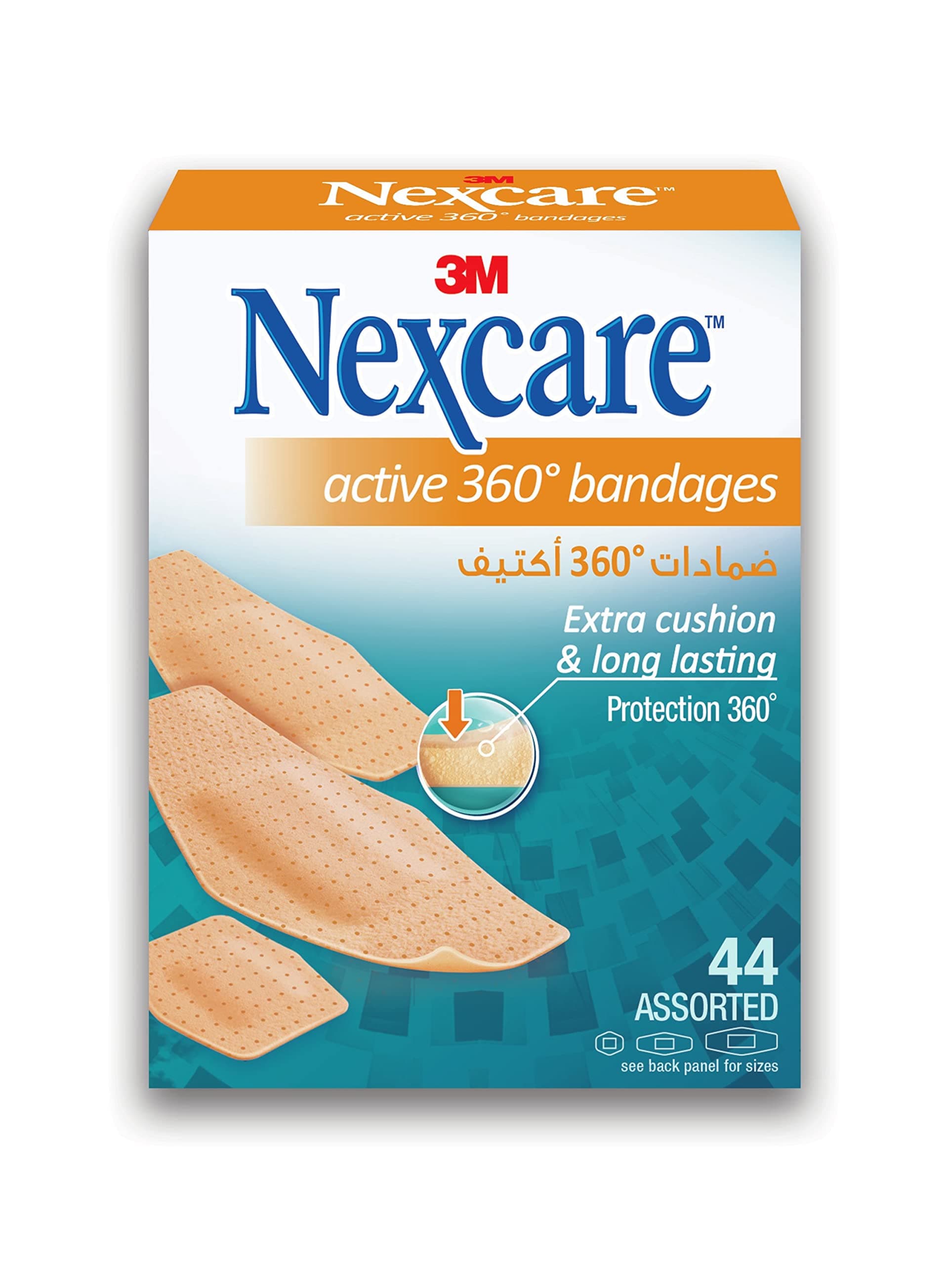 3M Nexcare 576-50Dp Active Bandages, Assorted, 44'S
