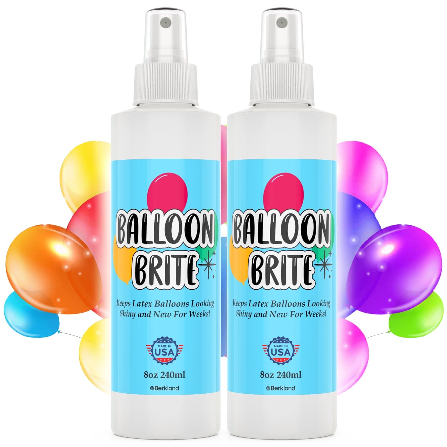 - Balloon Shine Spray 2 Pack — 16 oz Total Hi Shine Balloon Spray for Latex Balloons, Elegant Glossy Finish, Compatible with Tuftex, Qualatex & Sempertex, Made in USA by Berkland