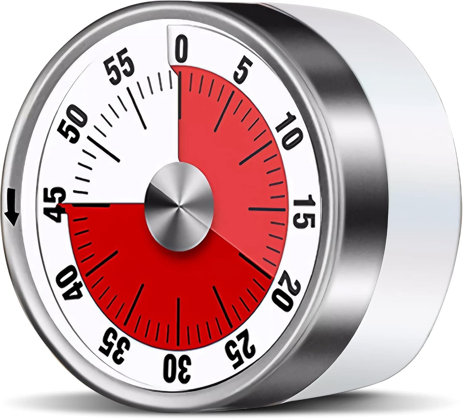 Visual Kitchen Timer for Cooking and Kids with Loud Alarm, Classroom Timers for Desk, No Batteries Required, Mechanical Desk Timer, Magnetic Egg Timer for Study, Chef Clock, Stainless Steel, Countdown