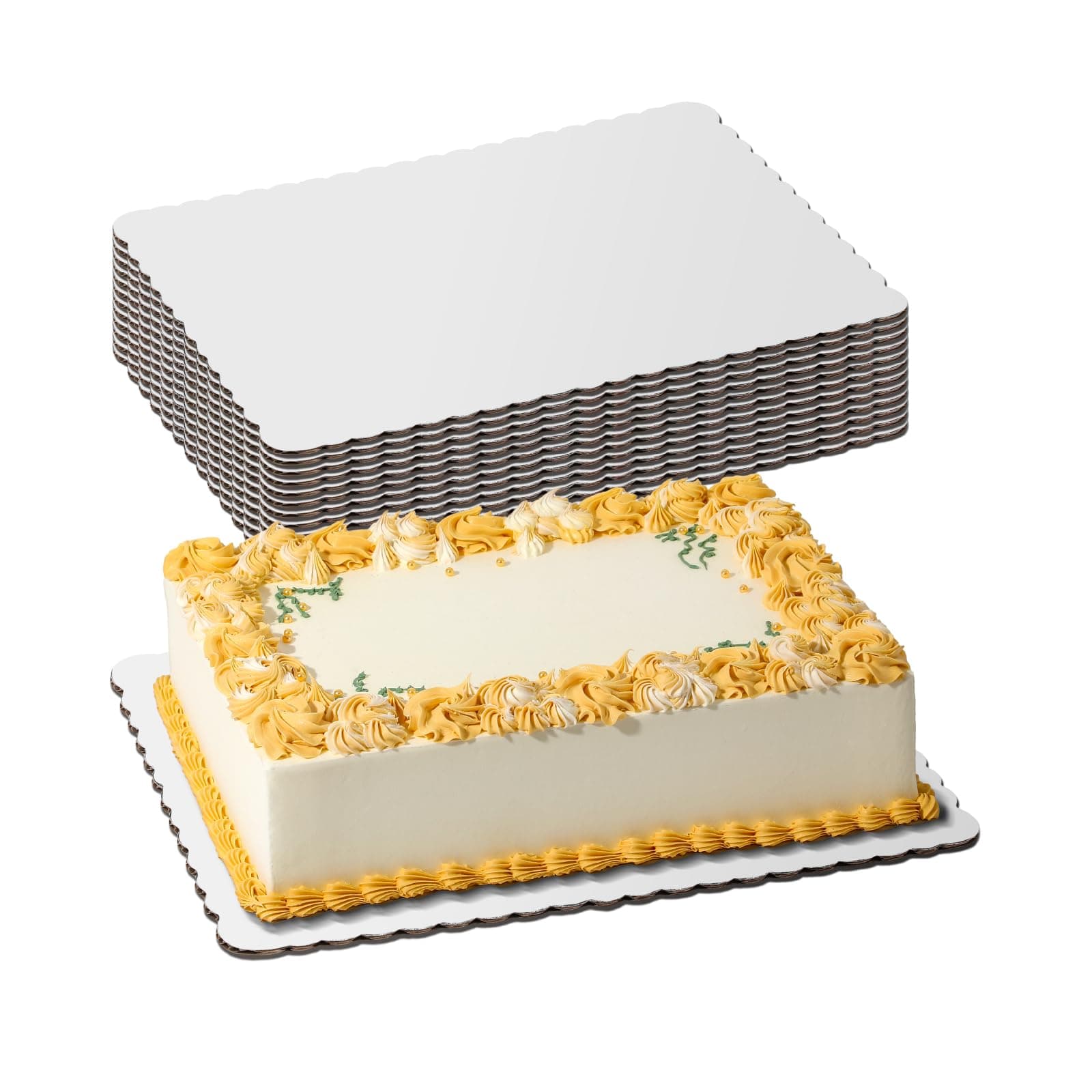 Fit Meal Prep 20 Pack 14x10 Rectangle Cake Boards Quarter Sheet Cake Board, Disposable Pizza, Desserts and Pastries Food Bottoms White Cardboard, Grease Proof and Moisture Resistant