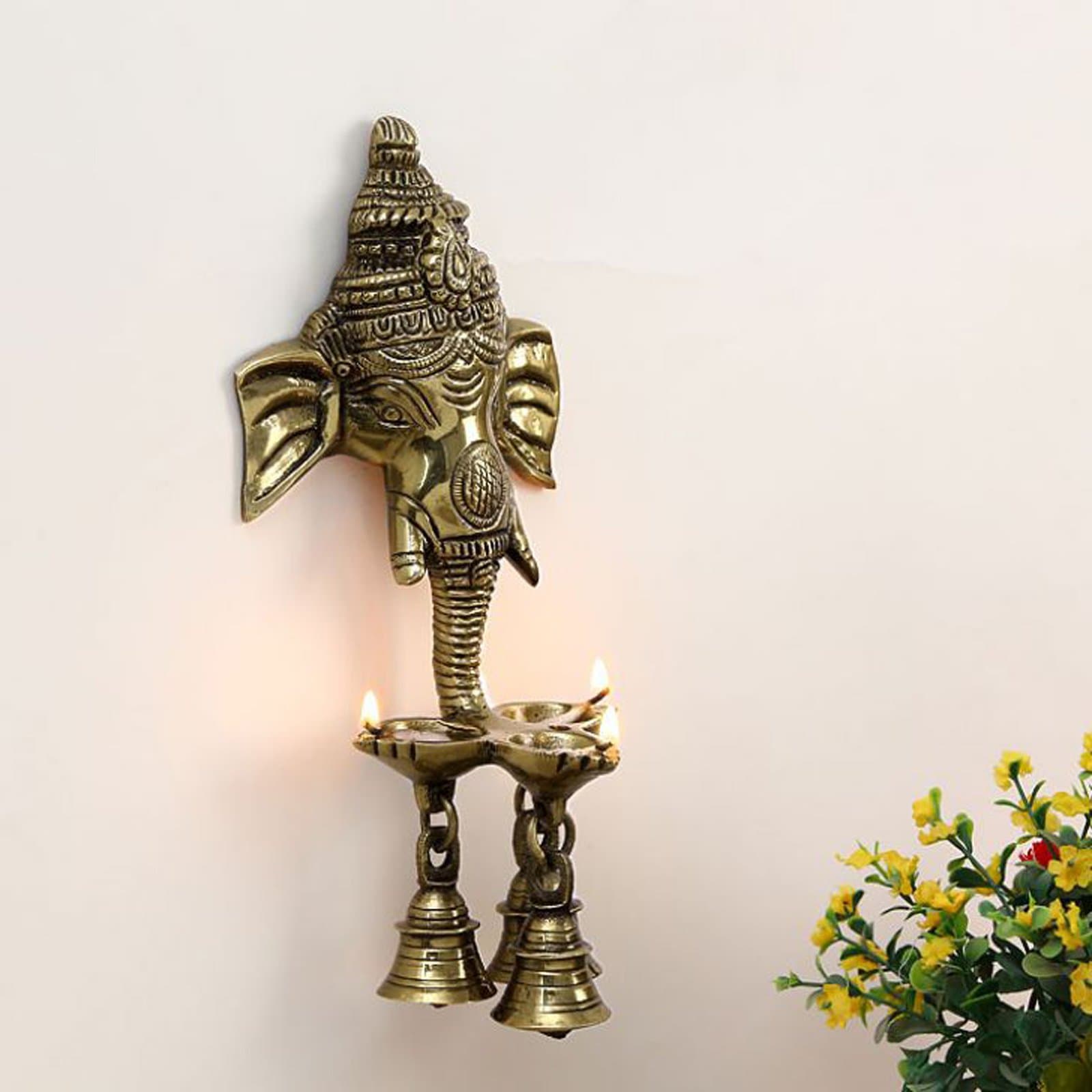 Aakrti Wall Hanging Three Diya Oil lamp