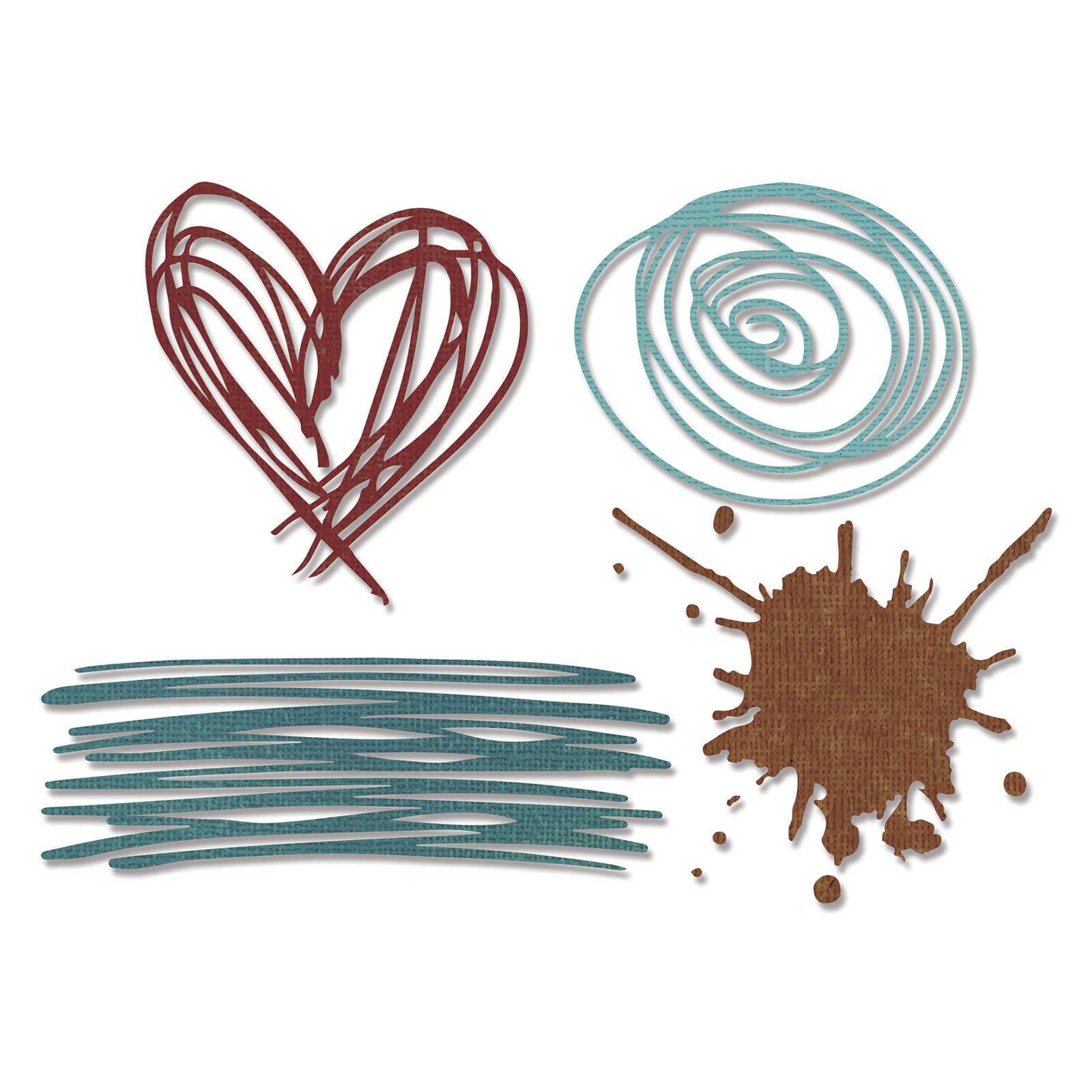 Sizzix Thinlits Die Set 660222, Scribbles & Splat by Tim Holtz, 4 Pack, Multi Color, One Size