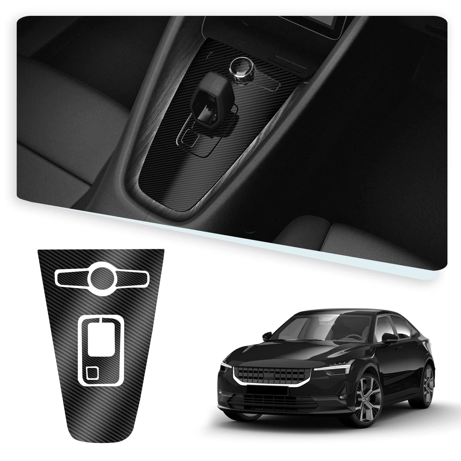 Compatible Volvo Polestar 2 2021-2022 Centre Console Carbon Fibre Protection Sticker Nano Protective Film Decoration Interior Accessories