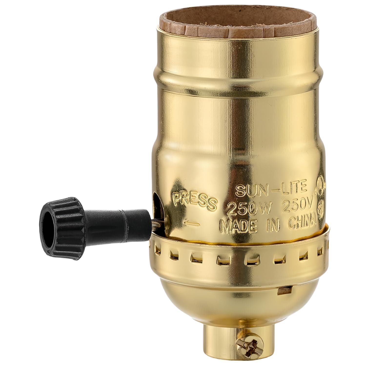 Lamp Socket Replacement, E26 Threaded Base, Turn Knob for ON/Off Light Settings, Lamp Parts for Table and Floor Lamps Repair, Dimmable Light Bulb Socket with Lamp Switch (Gold)