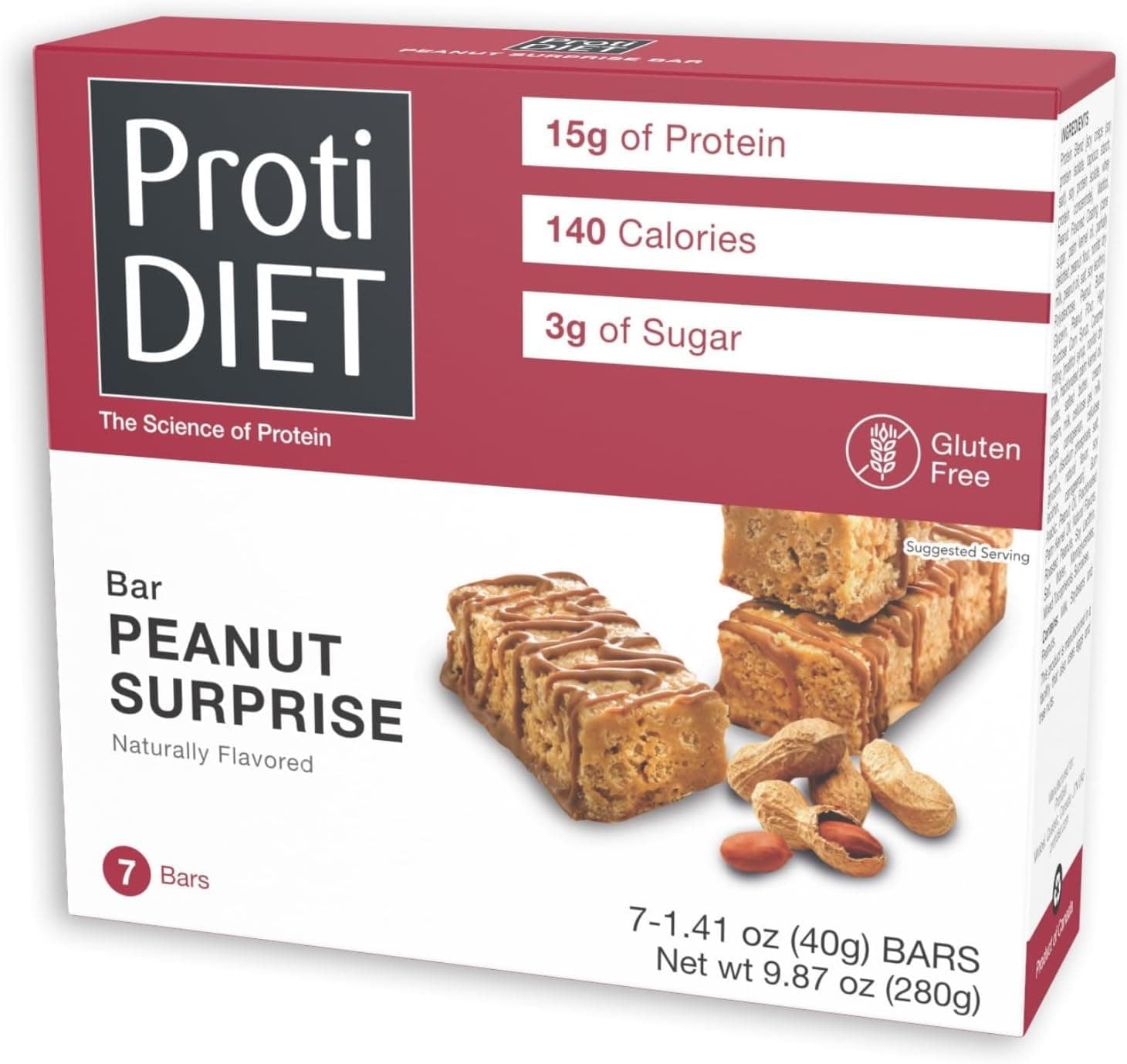 Protidiet Peanut Surprise High Protein Bar 9.9 oz (Box of 7) by Protidiet
