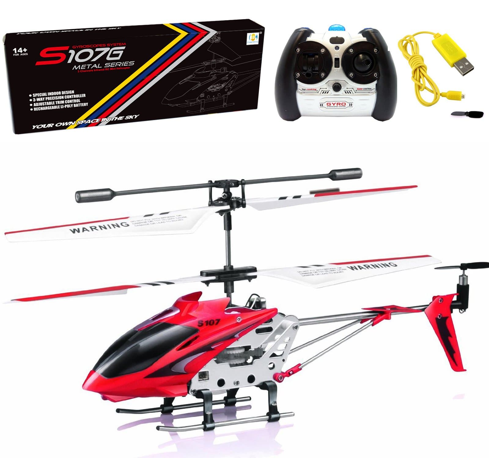 S107/S107G Phantom 3CH 3.5 Channel Mini RC Helicopter with Gyro Crimson