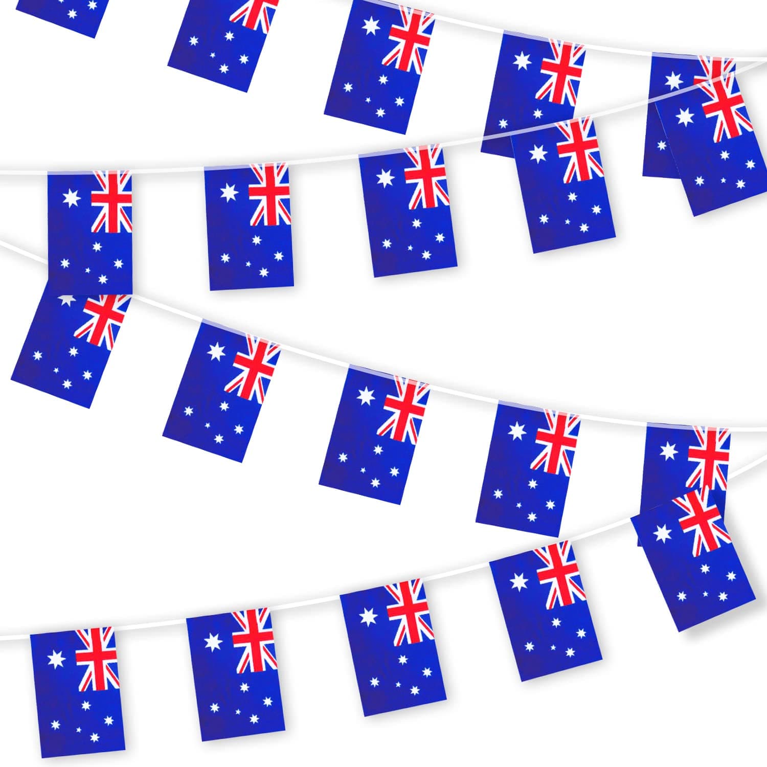 UoQo 30 Pcs Australian Flag Bunting Australia Flags, 30FT Polyester Australian Party Decorations Outdoor Indoor Australia Bunting Decorations Party Bunting, Australia Day Party Decoration Banner