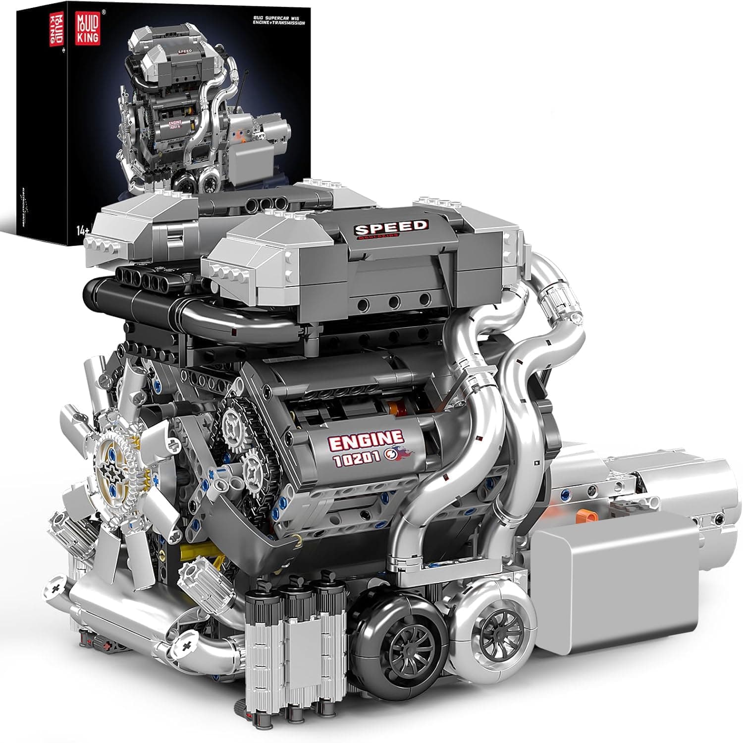 10201 W16 Engine Building Blocks Sets, Build a Engine Model Kit That Runs, 2024 PCS STEM Engineering Toys for Adults