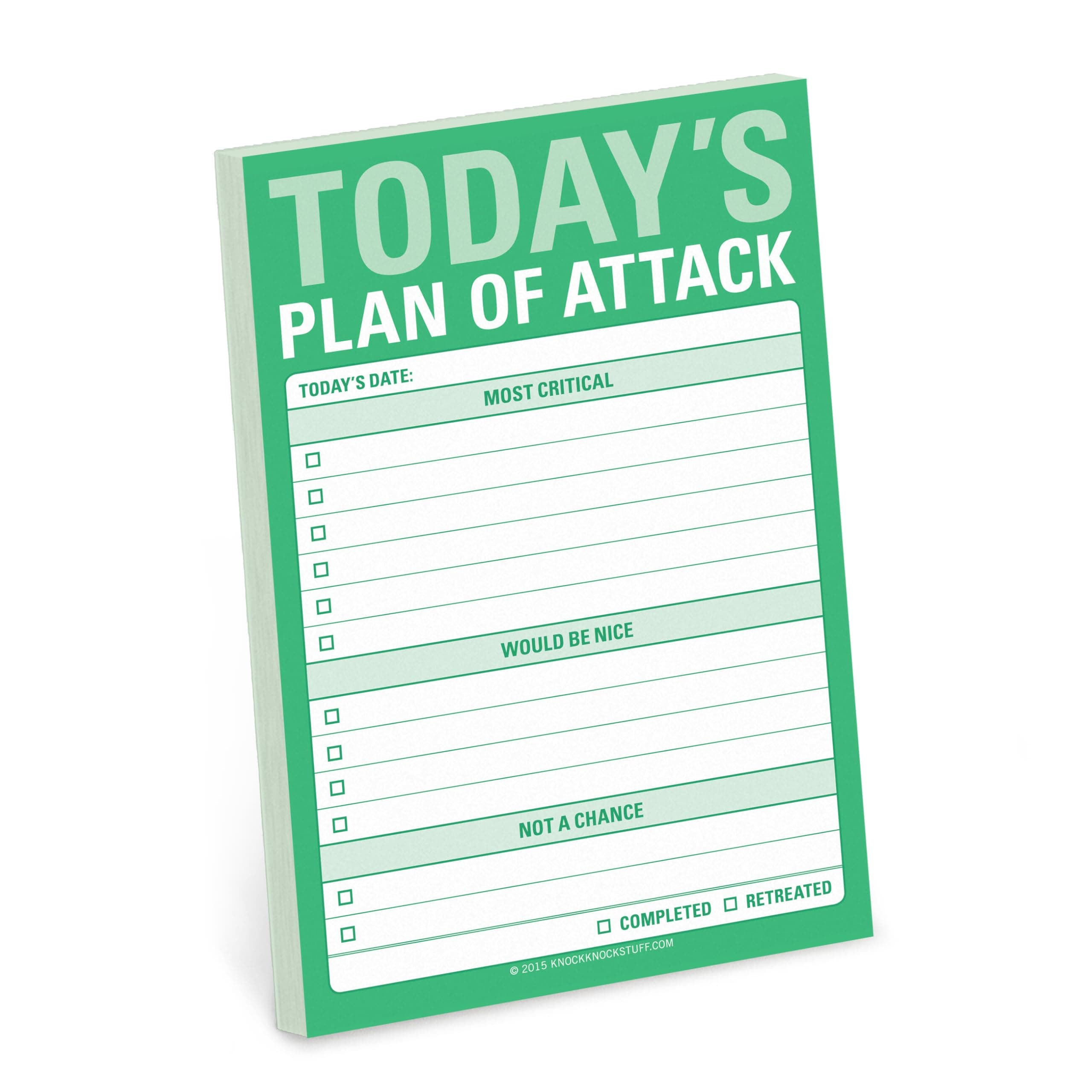 Knock Knock Plan of Attack Great Big Sticky Note, Daily to-Do List Sticky Pad, 4 x 6-inches