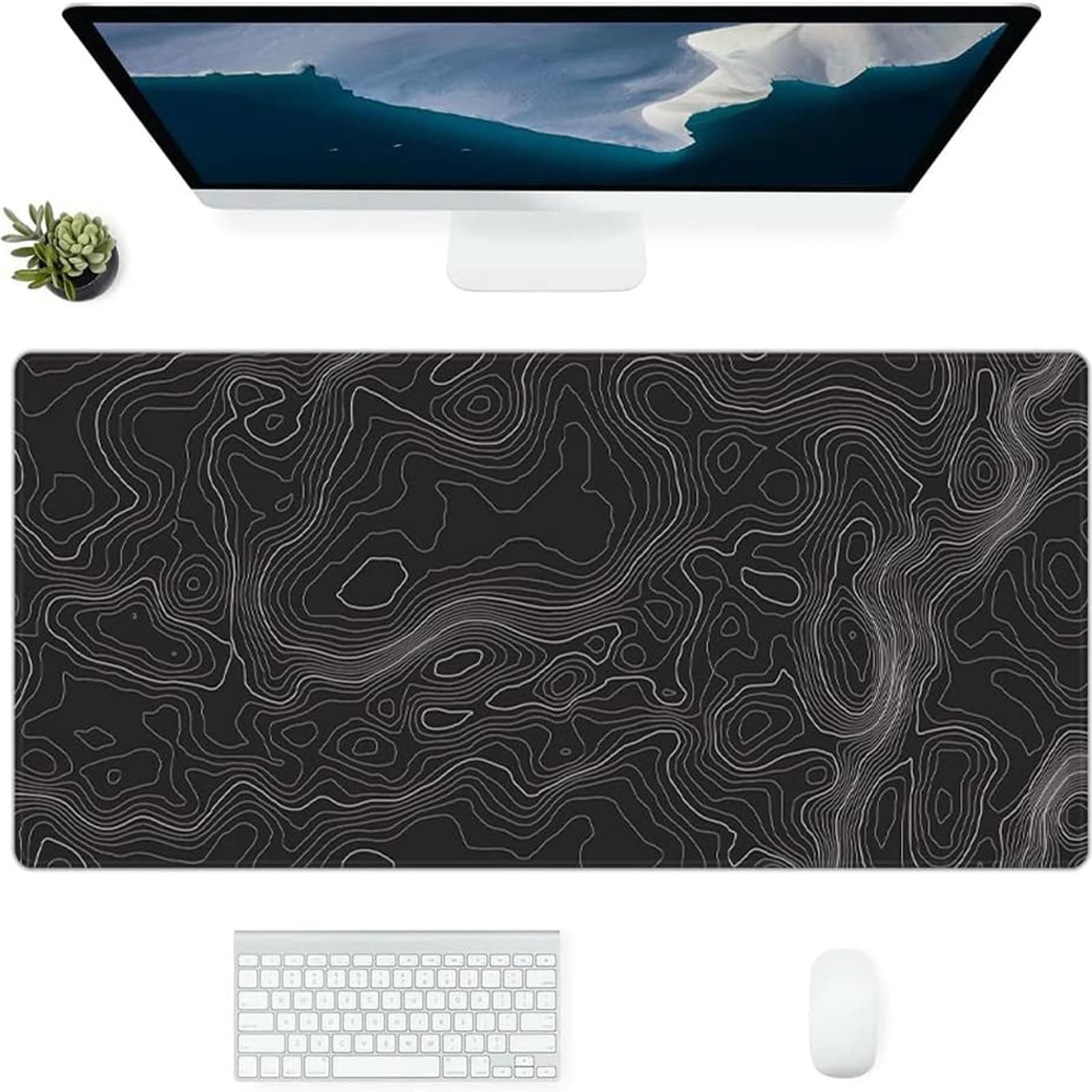 - keepcute Topographic Desk Mat, Non-Slip Gaming Mouse Pad, 35.4 x 15.7 in