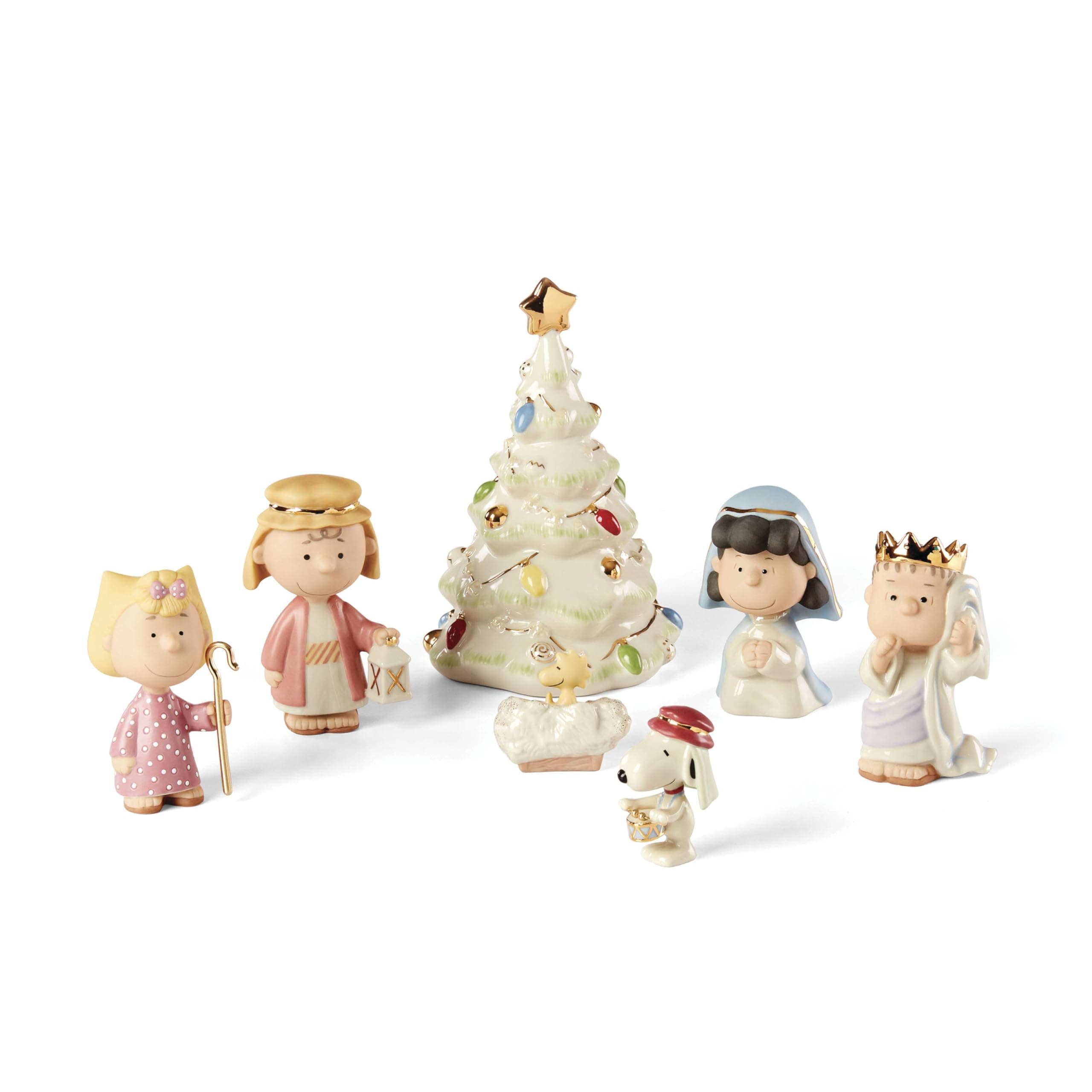 Peanuts 7-Piece Christmas Pageant Figurines, Multicolor
