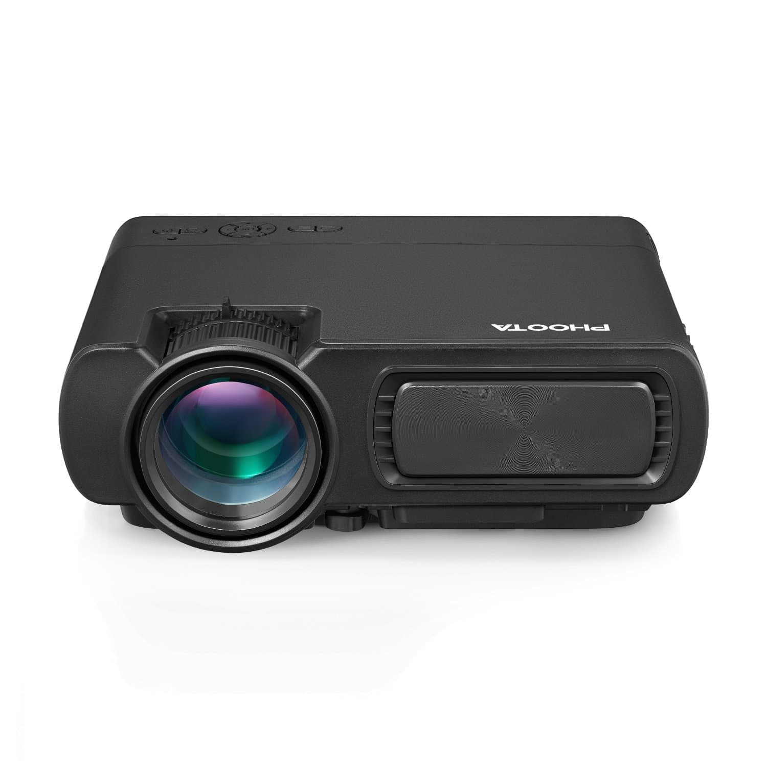 PHOOTA Mini Projector, 2019 Upgraded Portable LED Video Projector with 50,000 Hrs LED Lamp Life, 2400 Lux Projector with Dual Stereo Speakers, Compatible with HDMI, VGA, USB, AV, 2000:1 Contrast Ratio
