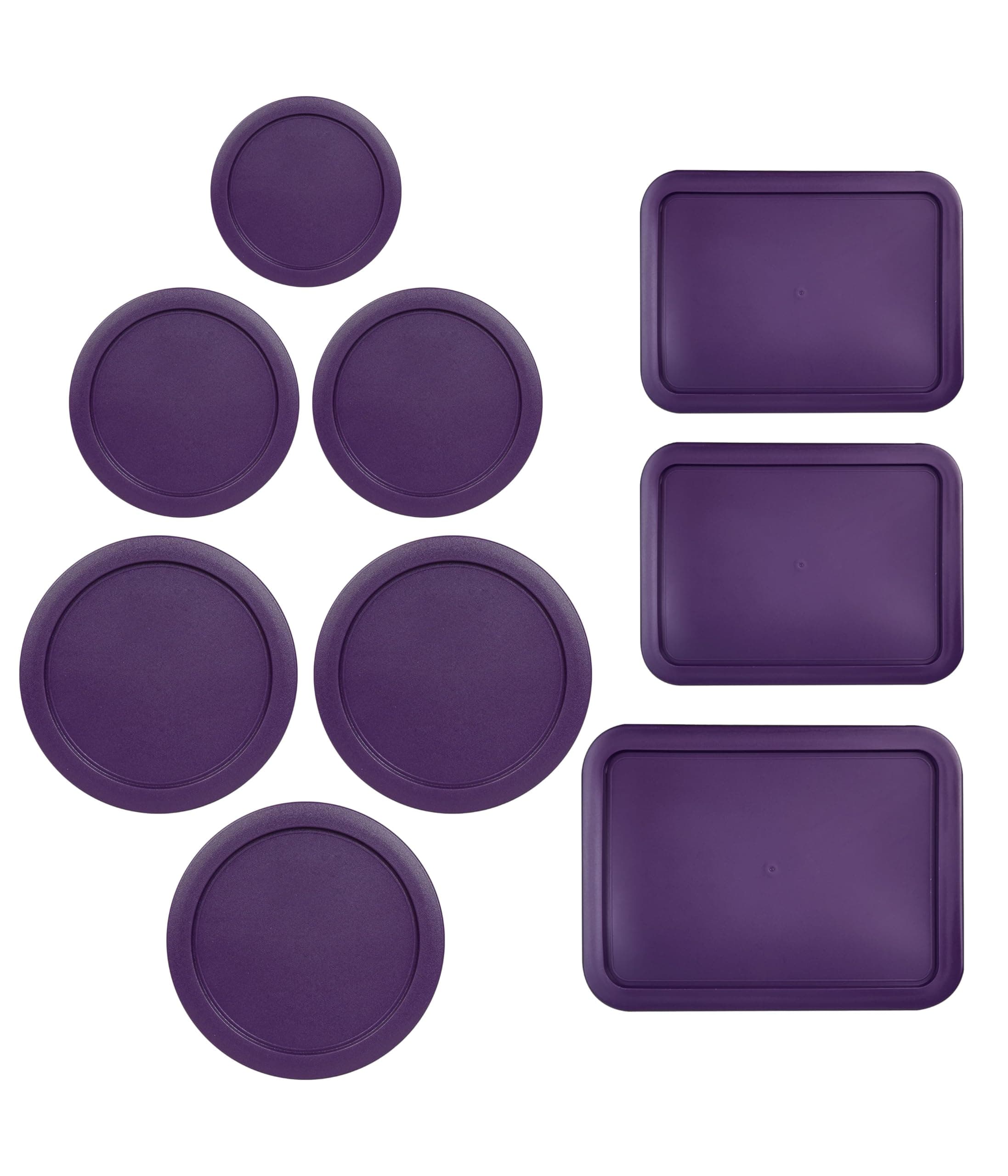 Replacement Lids for Pyrex Glass Food Storage Containers Rectangular (1) 1-Cup (2) 2-Cup (2) 4-Cup (1) 7-Cup (2) 3-Cup (1) 6-Cup Round Rectangle (Purple)