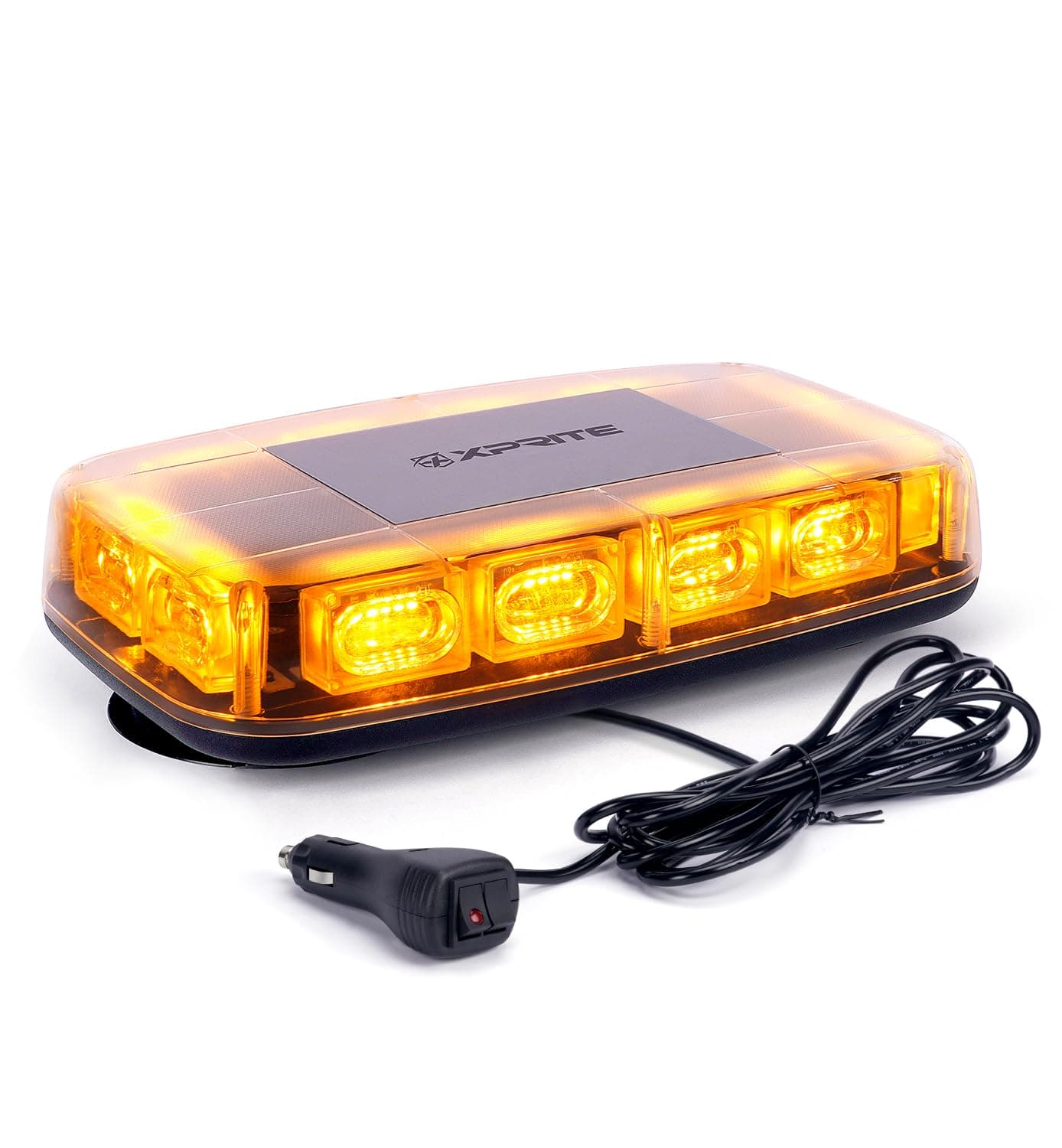 Amber LED Rooftop 12" Mini Emergency Strobe Lights Bar, 15 Flashing Modes Hazard Warning Caution Beacon Light Magnetic Base for Safety Tow Truck Construction Vehicles Postal Cars Snow Plow