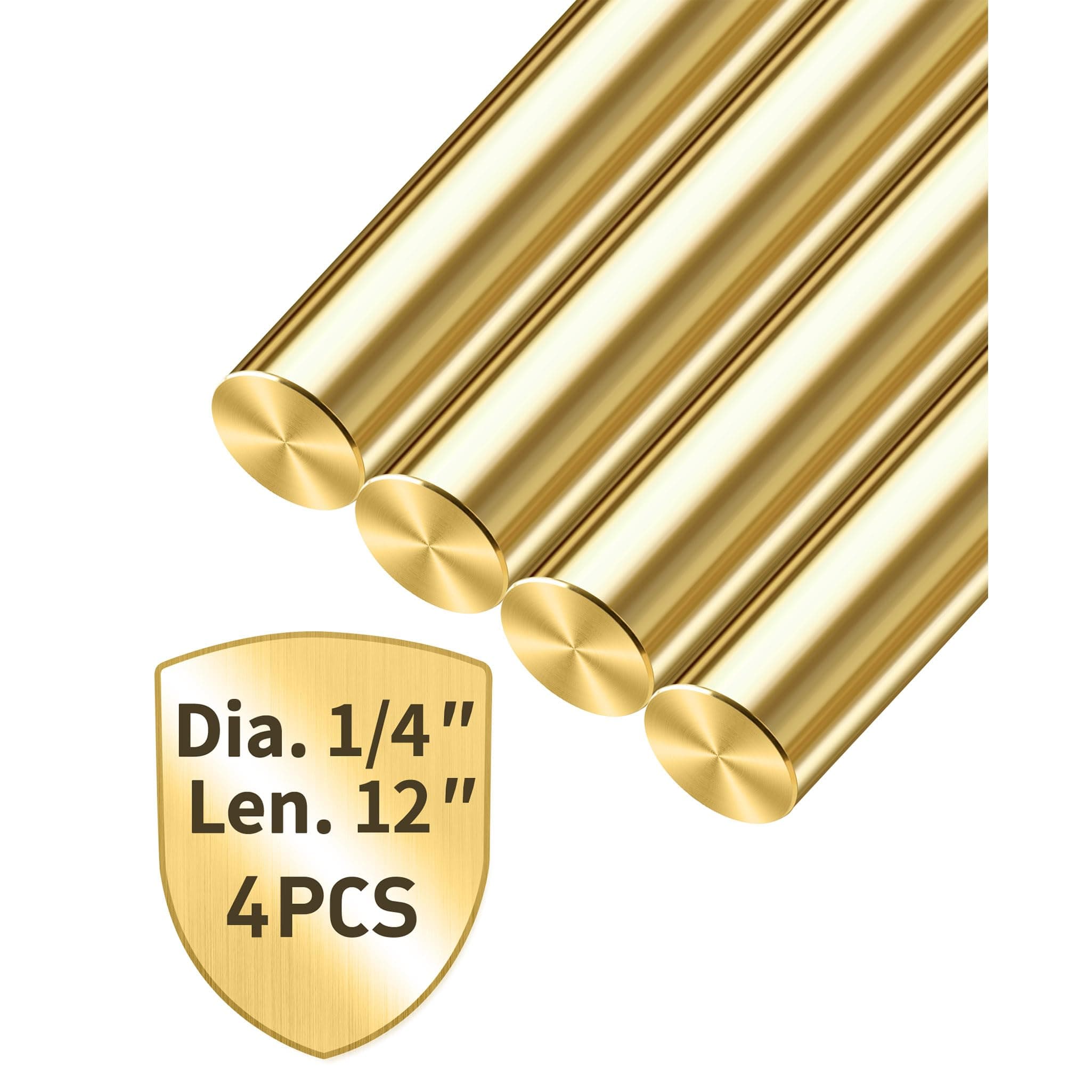 1/4 inch Brass Rods 1/4 x 12 in, 4 Pcs for Knife Making Knife Handles Pins Stock Knife Scale Solid Round Brass Rod Dowel Rivet Gunsmithing Crafts Modeling Hobby