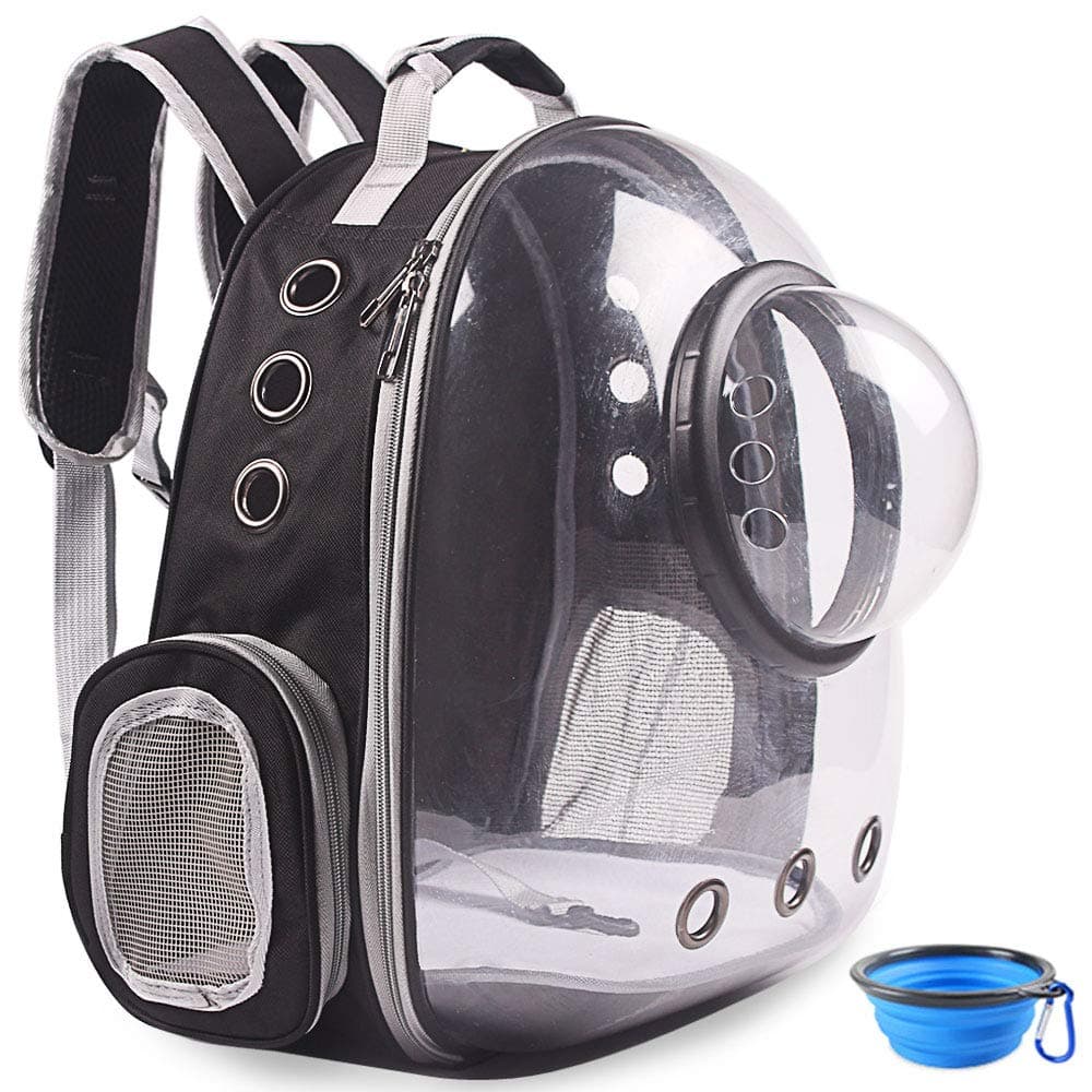 BEIKOTT Cat Backpack Carriers, Pet Bubble Backpack for Cats Puppy Dogs and Birds, Premium Leather Cat Backpack, Airline-Approved, Ventilate Transparent Capsule Carrier for Travel/Hiking/Outdoor Use