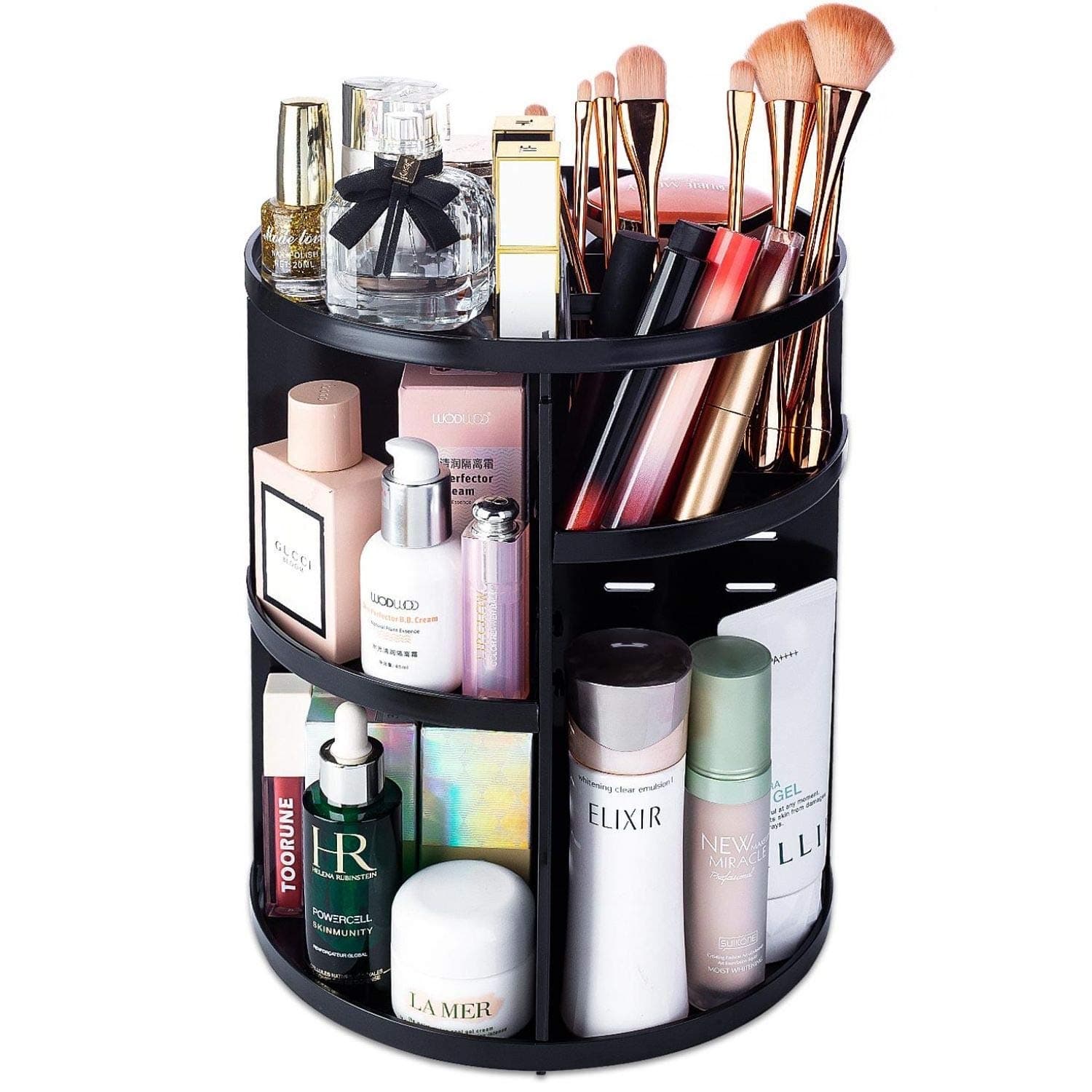Alcora Life 360 Degree Rotating Makeup Organizer - 7 Adjustable Layers with Tray - Extra Large Capacity Display Case - Bathroom Caddy with Spinning Vanity