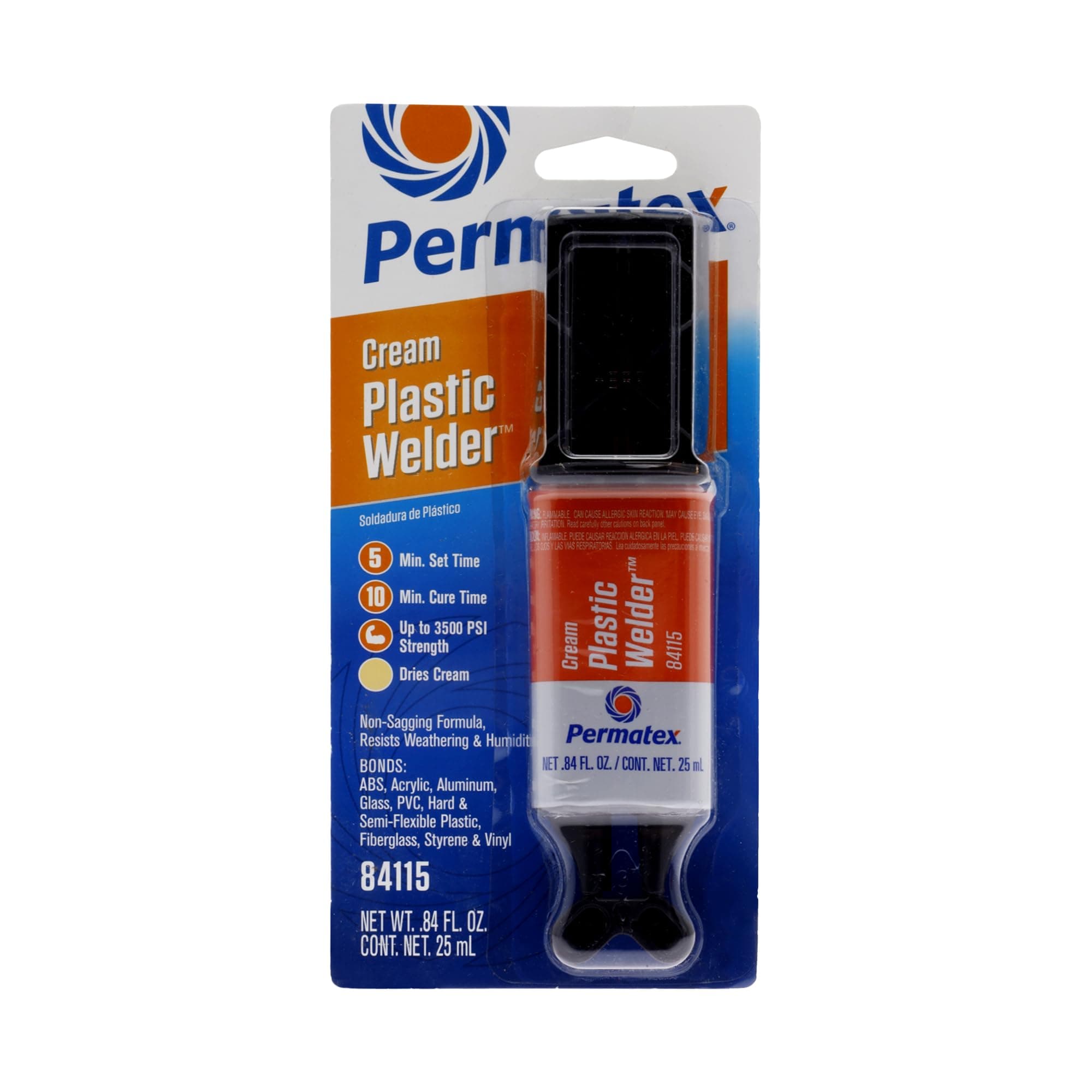 Permatex 84115 5-minute Plastic Weld Adhesive, 0.84 oz.,Black