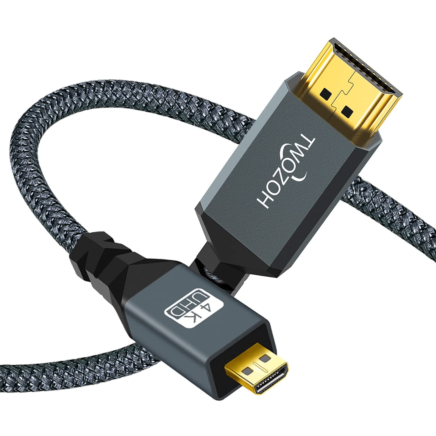 4K Micro HDMI to HDMI Cable 5M, High Speed HDMI to Micro HDMI 2.0 Braided Lead support 3D 4K 60Hz 1080p for GoPro Hero 7, Sony Camera, Raspberry Pi 4, Nikon B500