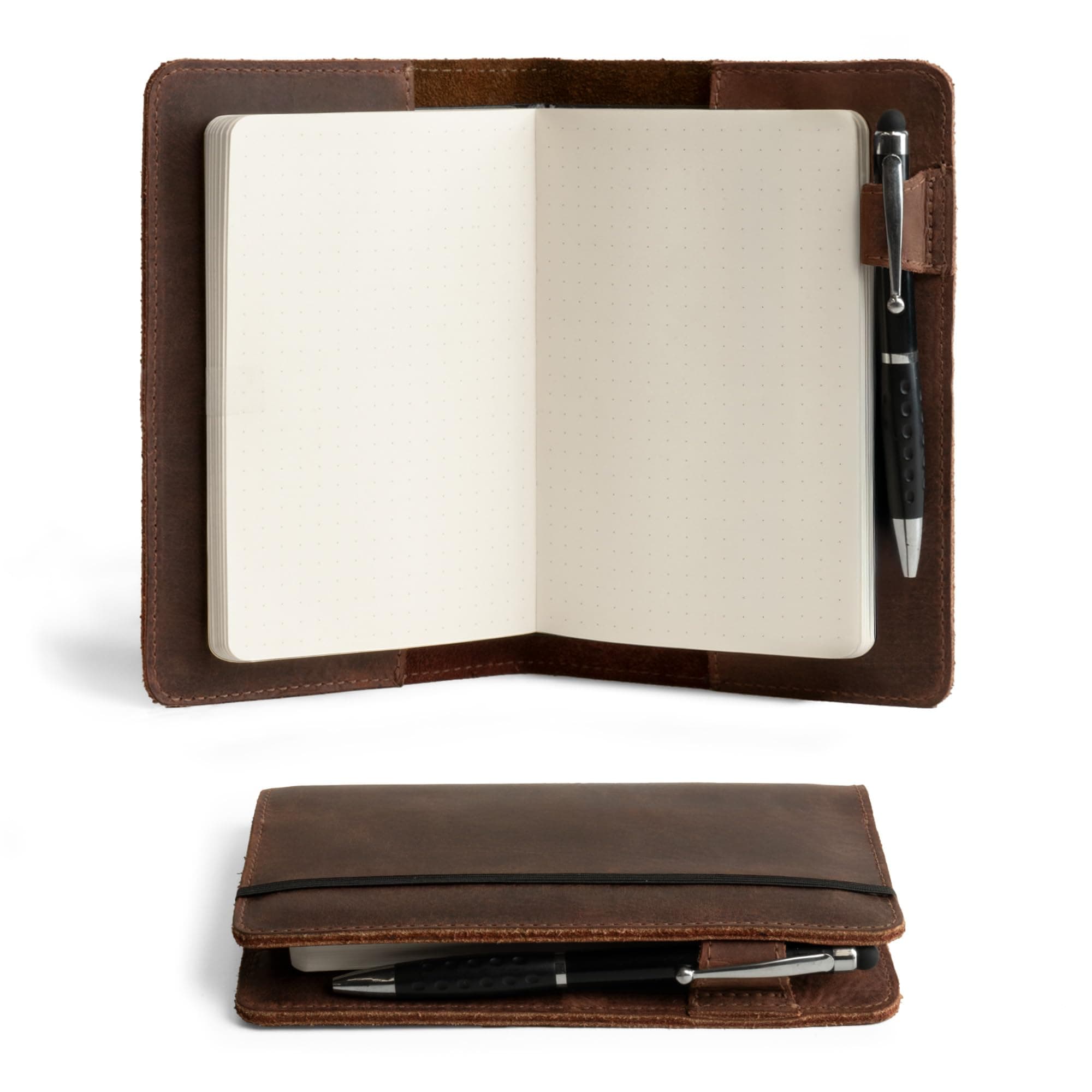 Hide & Drink, Rustic Cover for Leuchtturm A6 Hardcover Notebook (3.6 x 5.9 in. Notebook Not Included) Full Grain Leather, Handmade, Bourbon Brown