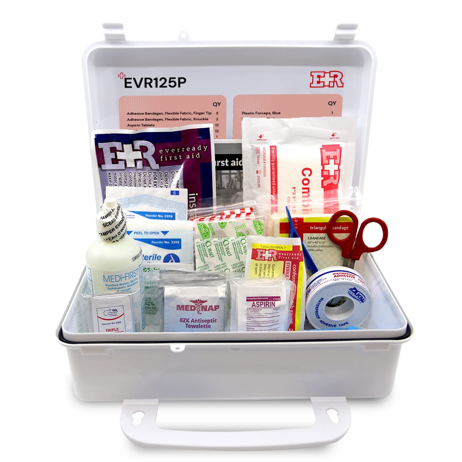 Ever Ready First Aid 107 Piece 25 Person First Aid Kit with Plastic Case, OSHA Compliant